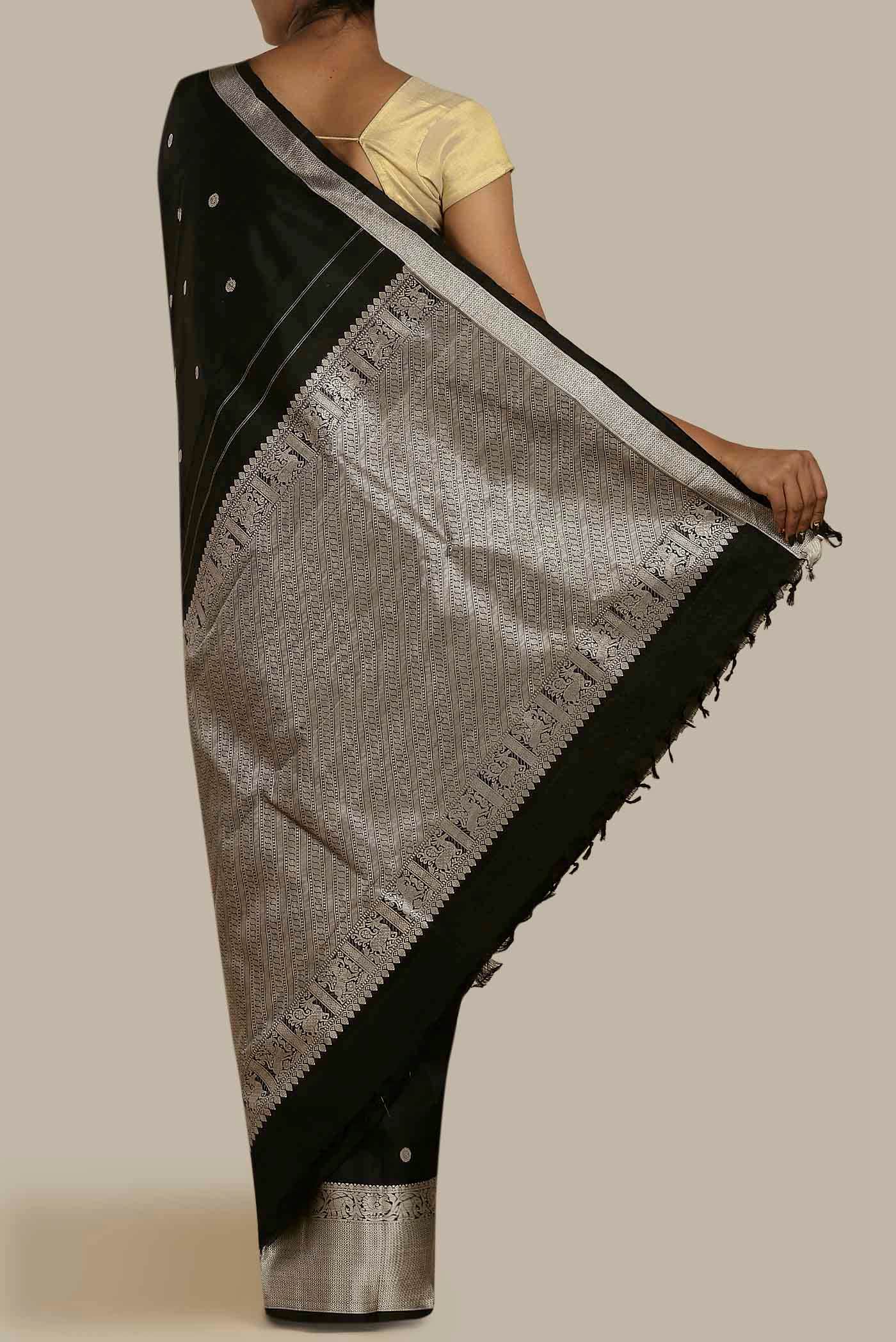 Black Kanchipuram Silk Saree