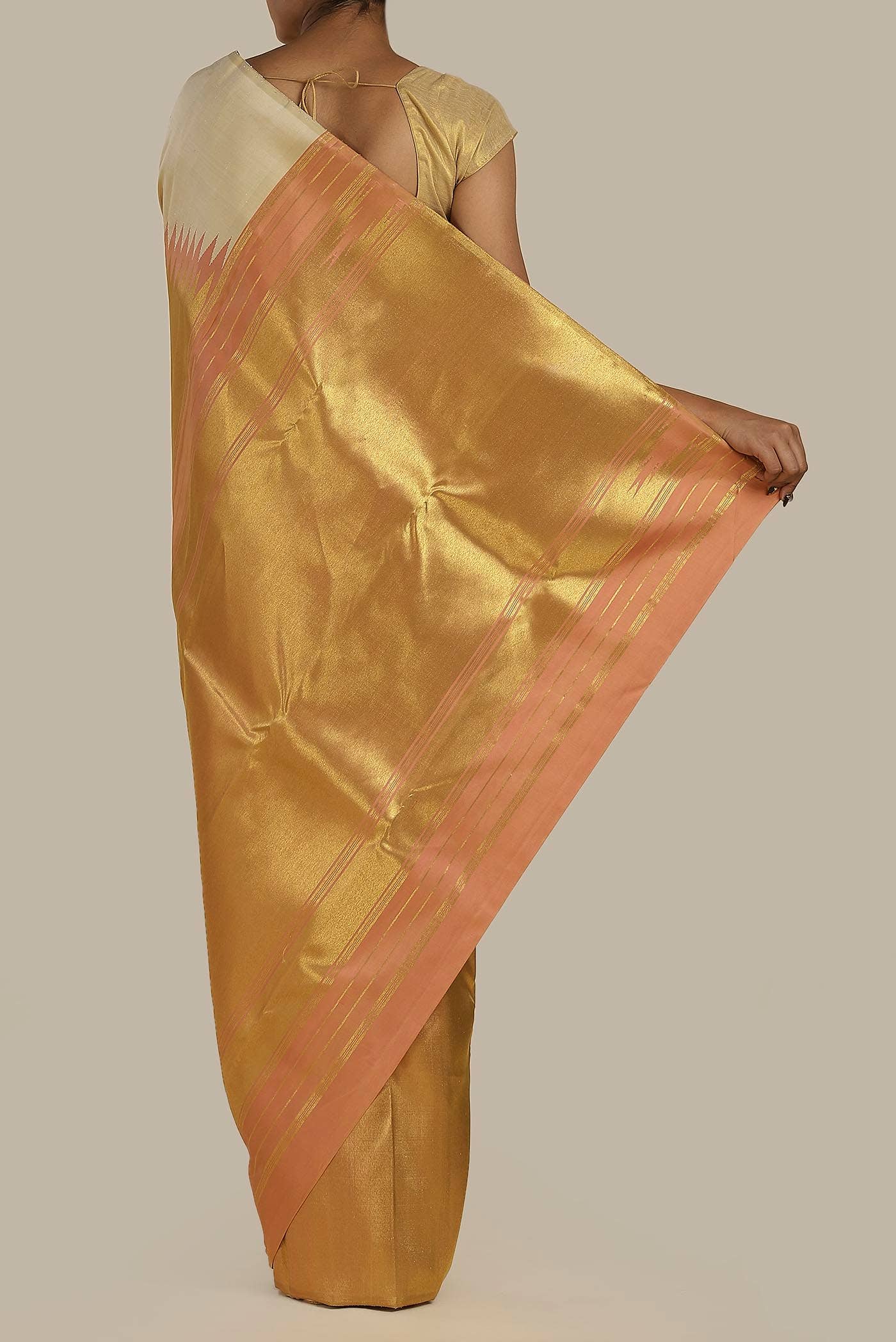 Beige Kanchipuram Silk Saree