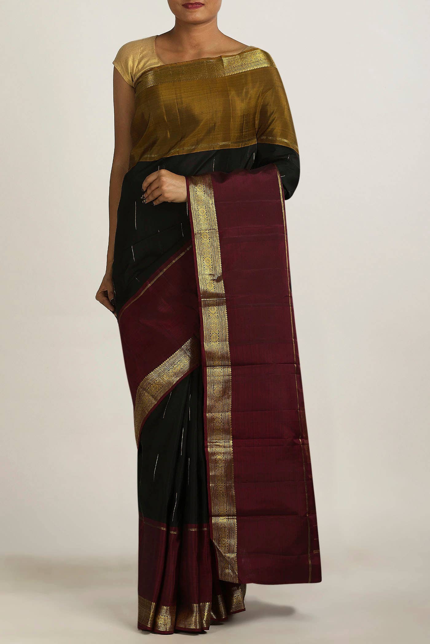 Black Kanchipuram Silk Saree