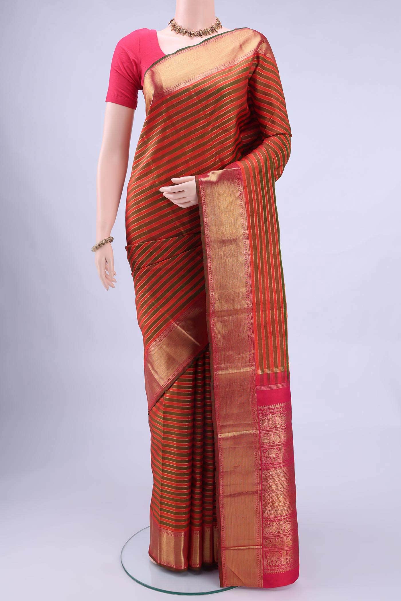 Pure Silk Pure Zari Multi Kanchipuram Saree