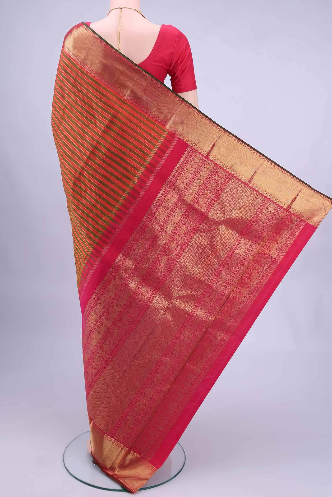 Pure Silk Pure Zari Multi Kanchipuram Saree