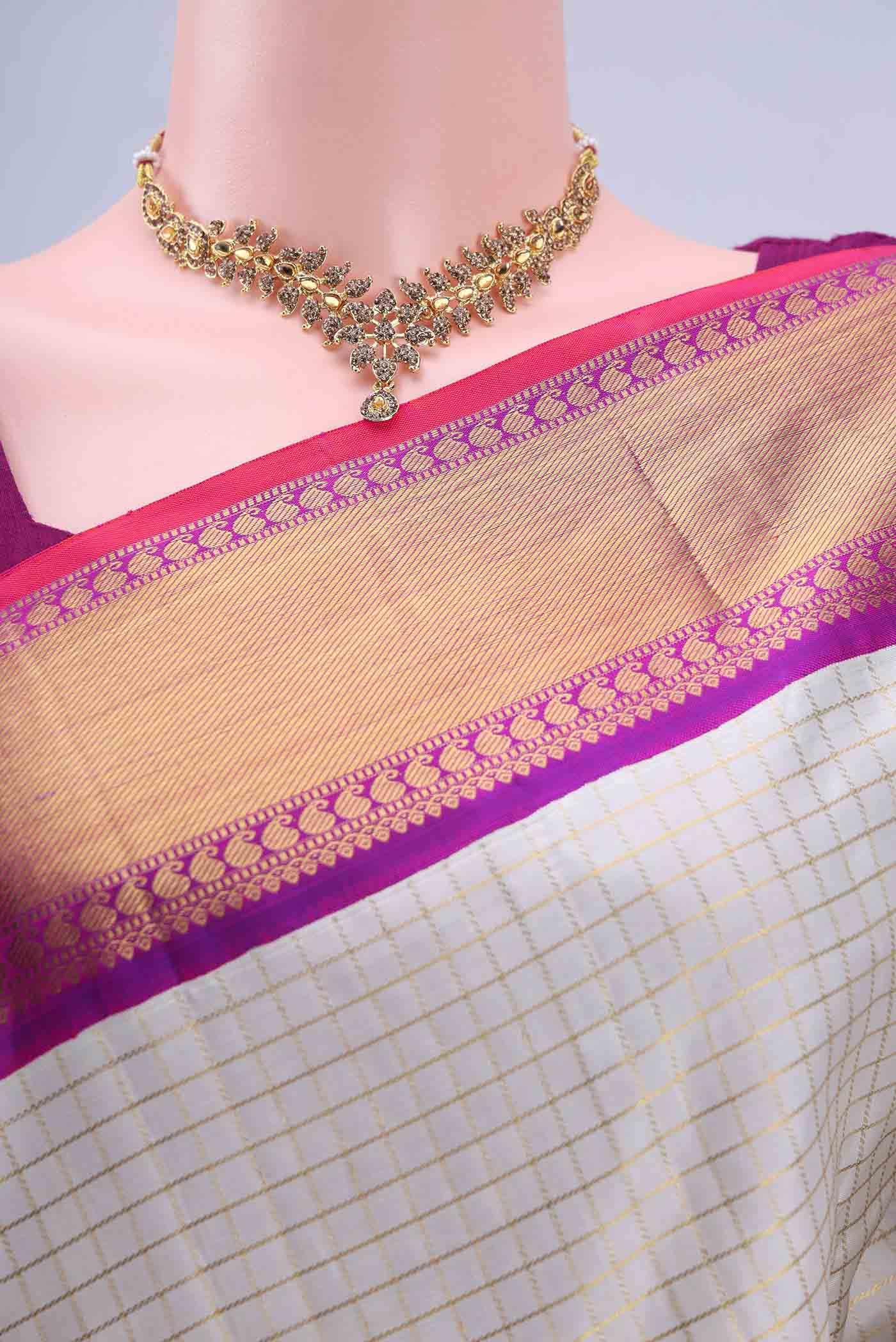 Pure Silk Pure Zari Off White Kanchipuram Saree