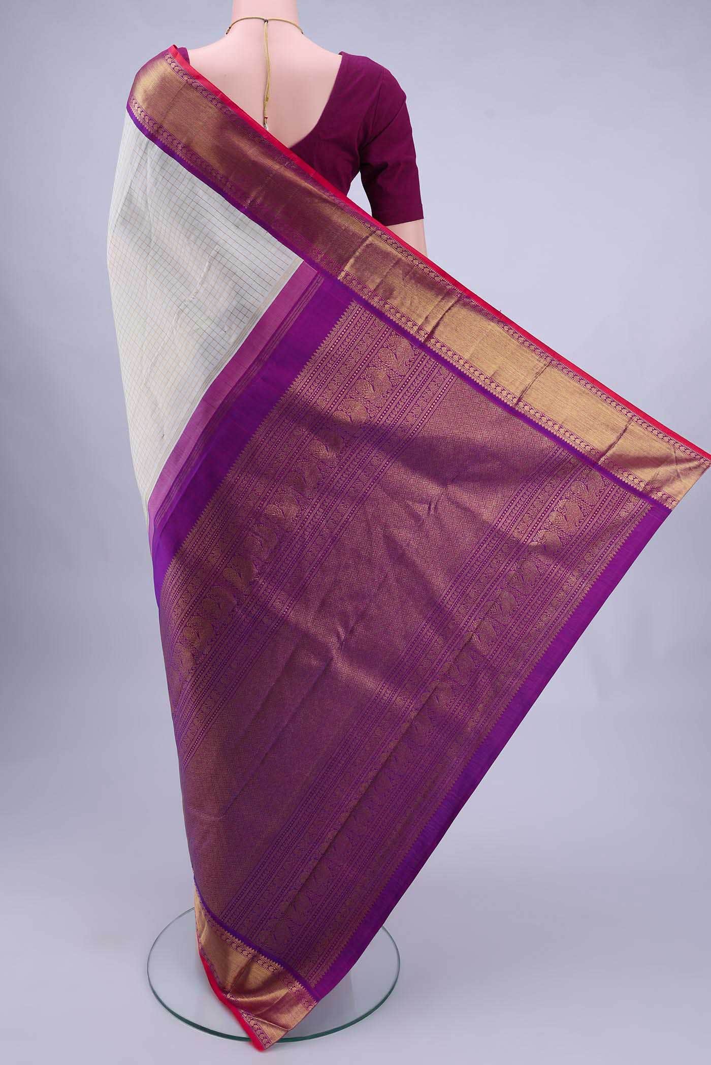 Pure Silk Pure Zari Off White Kanchipuram Saree