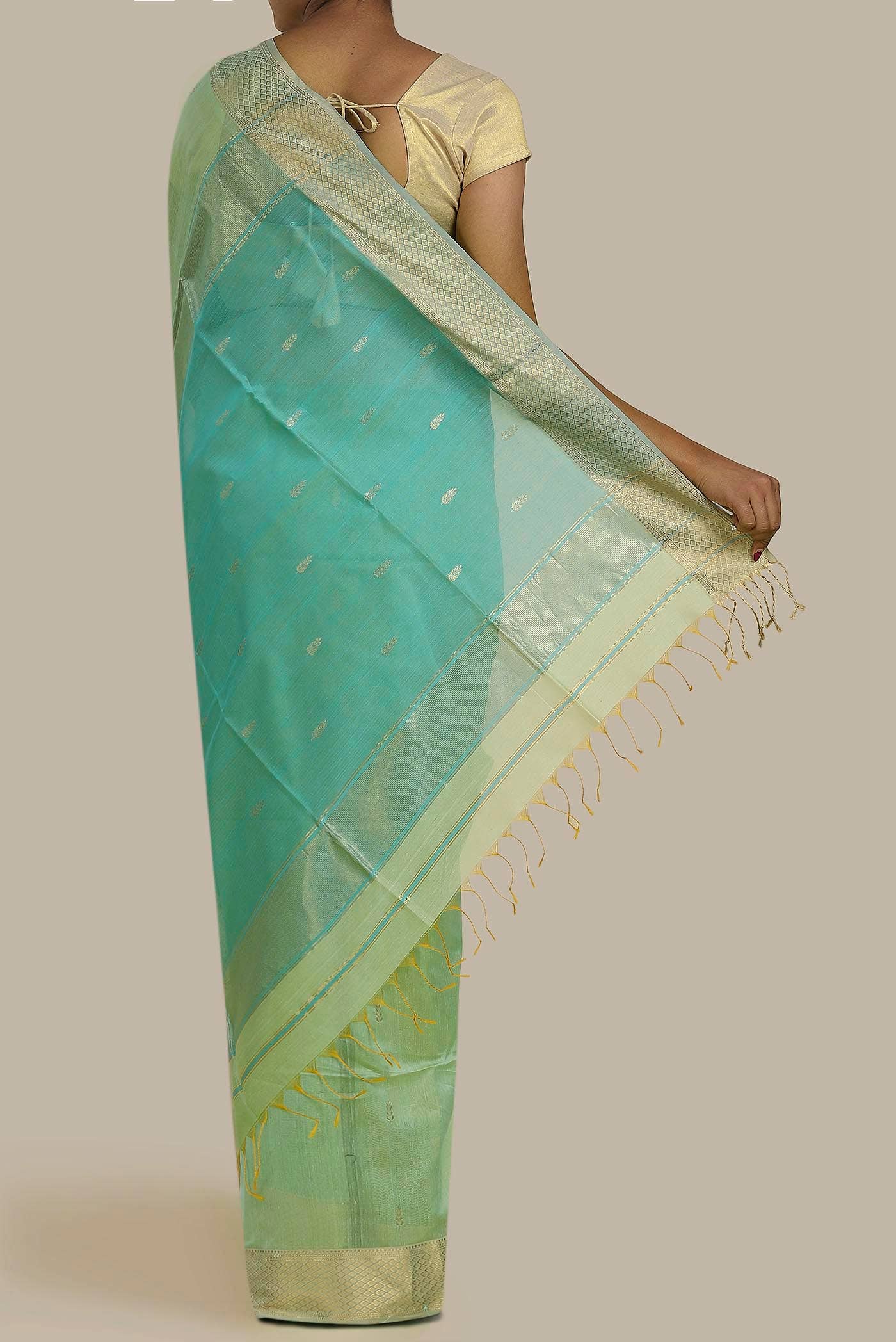 Green Maheshwari Silk Cotton Saree