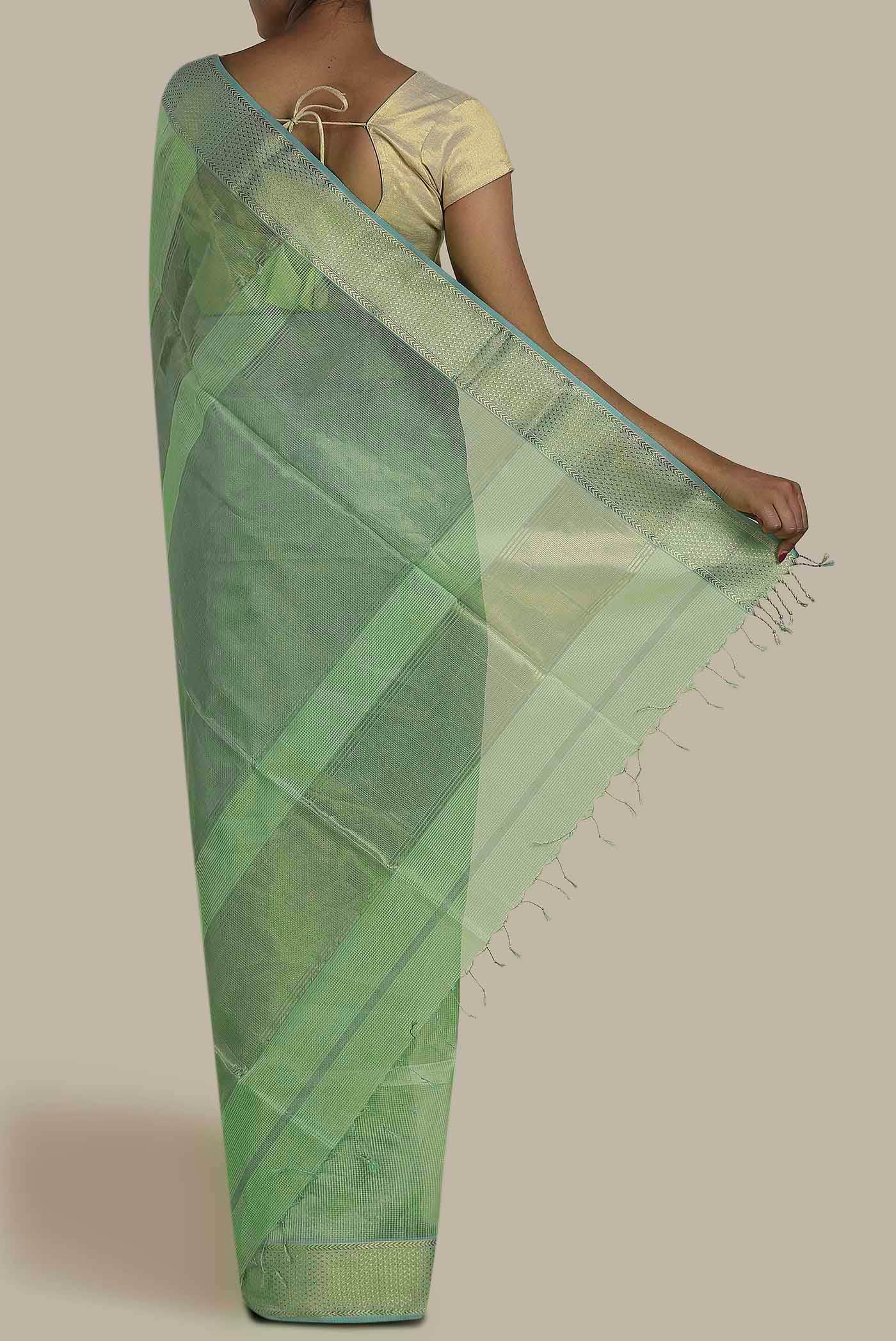 Green Maheshwari Silk Cotton Saree