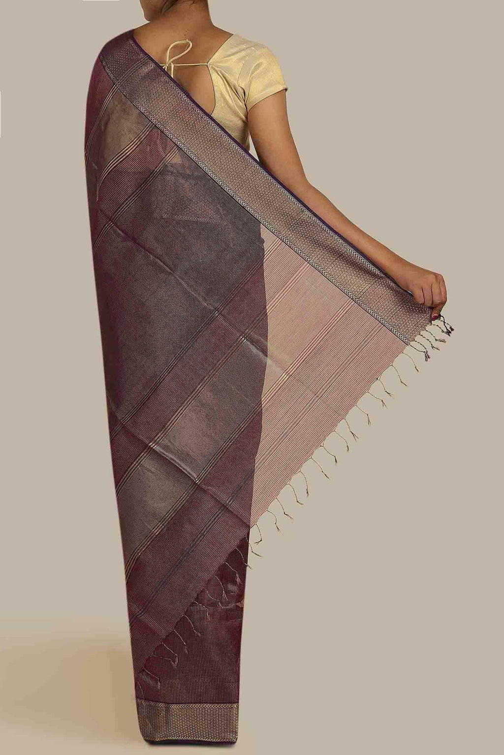 Purple Maheshwari Silk Cotton Saree