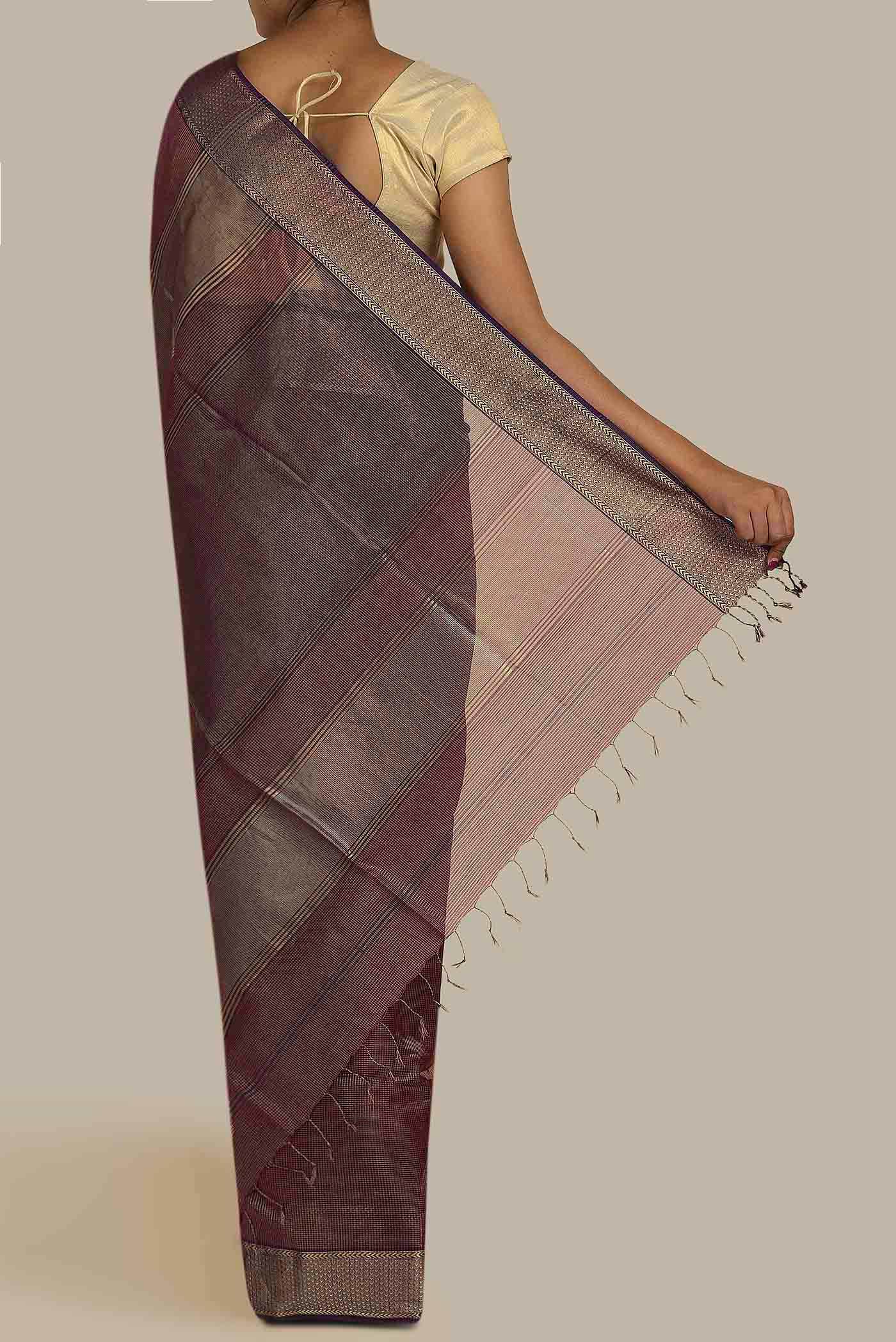 Purple Maheshwari Silk Cotton Saree