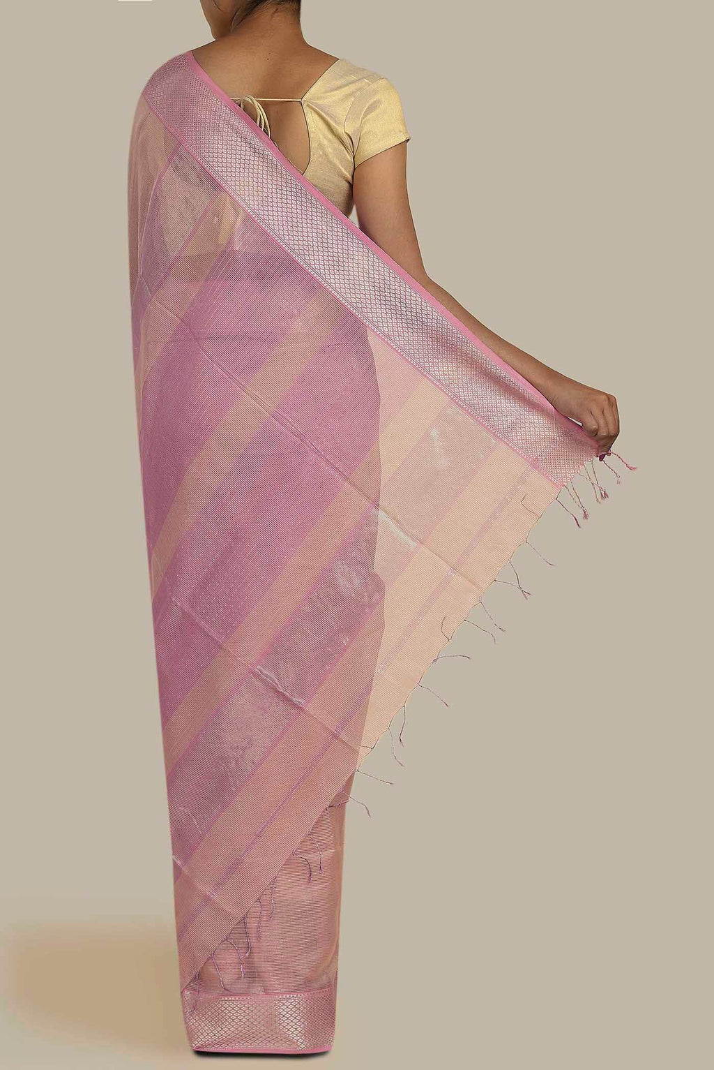 Pink Maheshwari Silk Cotton Saree