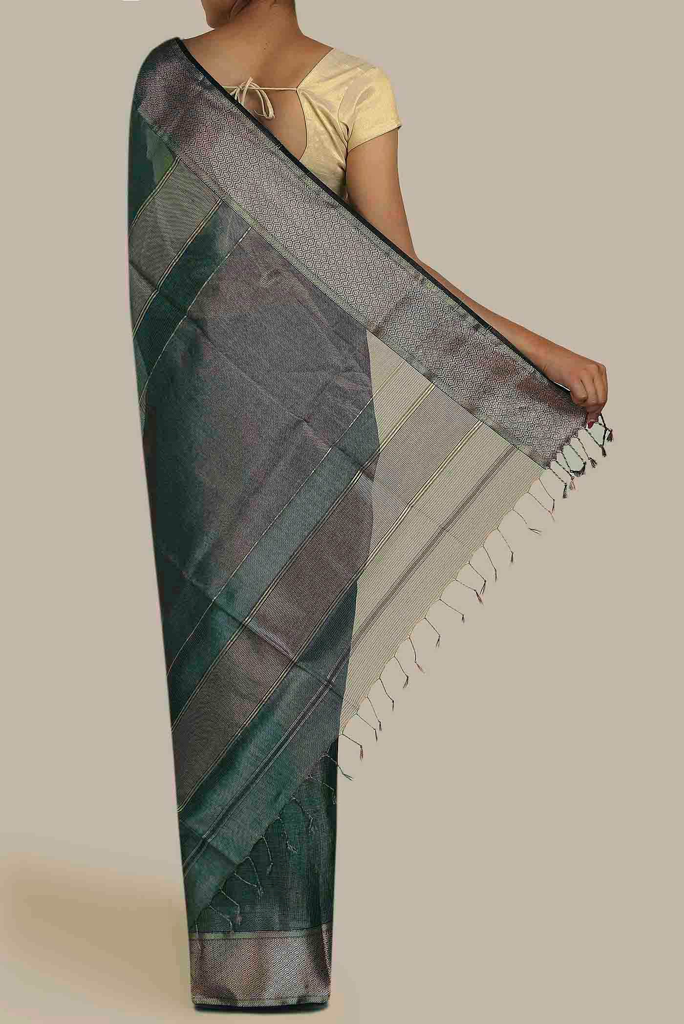 Blue Maheshwari Silk Cotton Saree