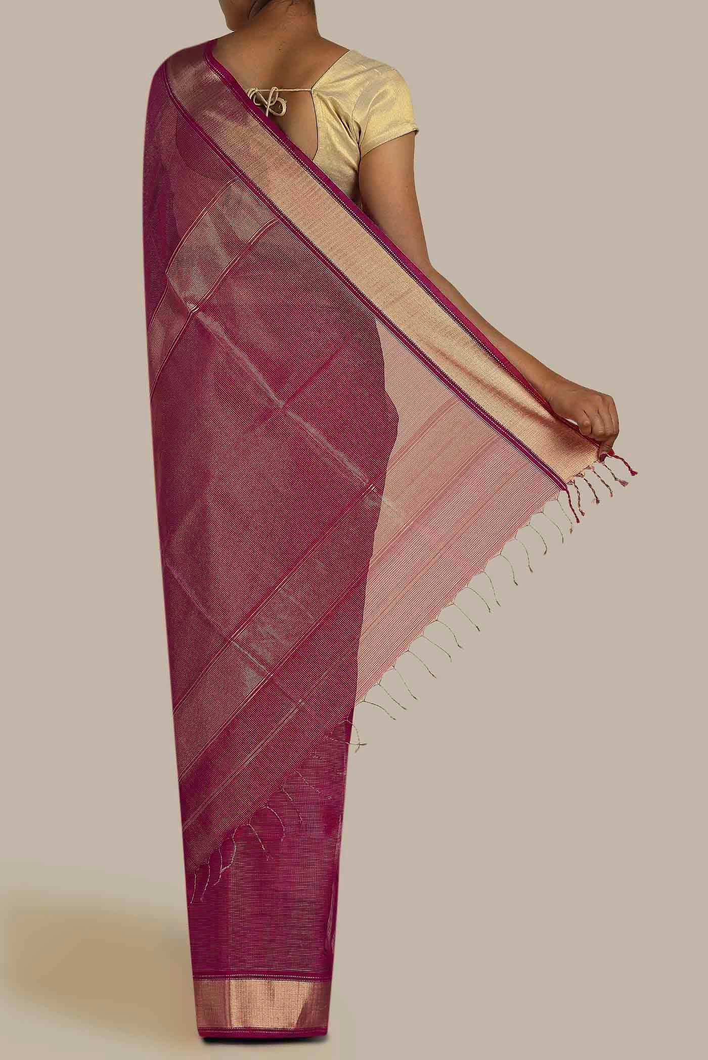 Pink Maheshwari Silk Cotton Saree