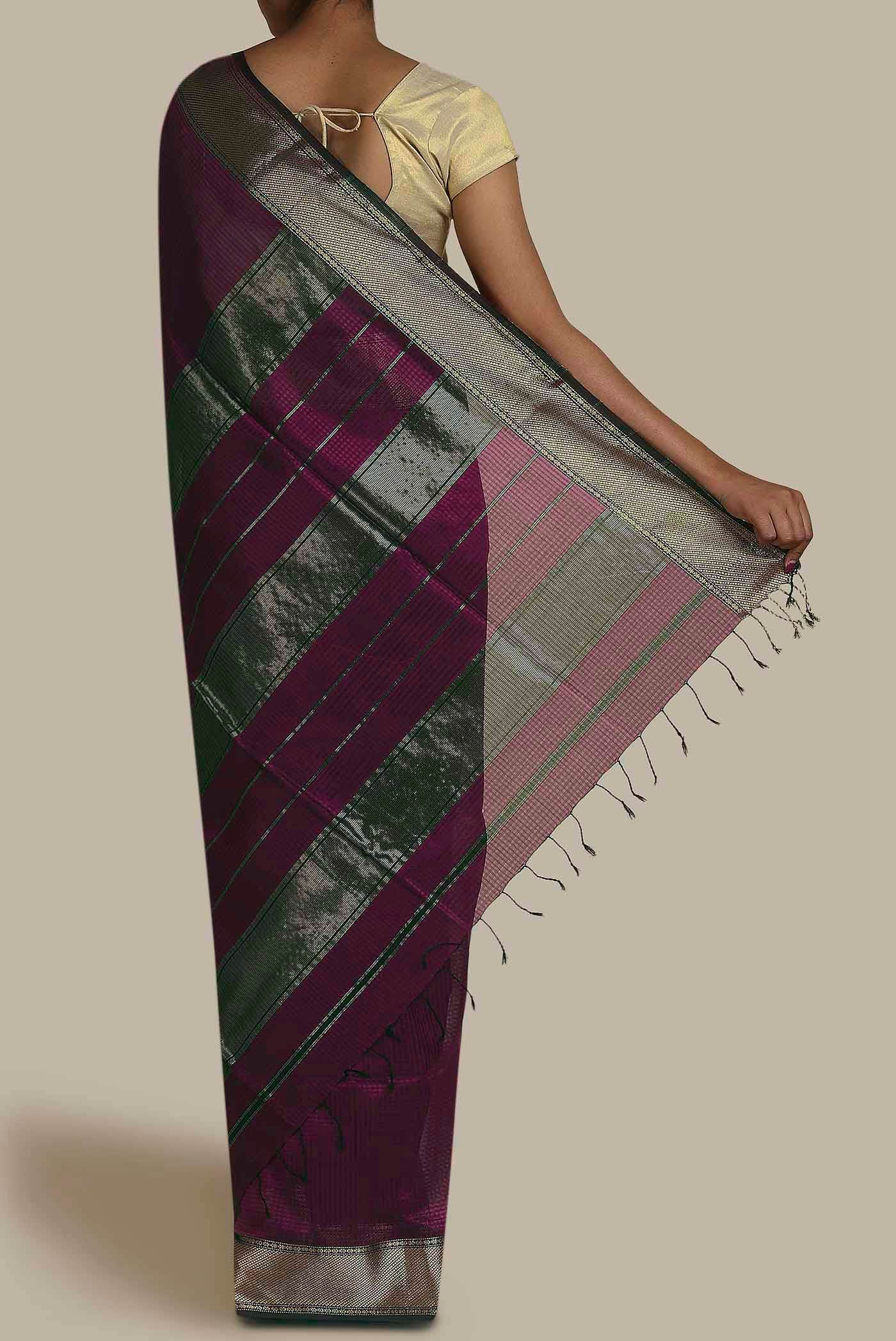 Purple Maheshwari Silk Cotton Saree