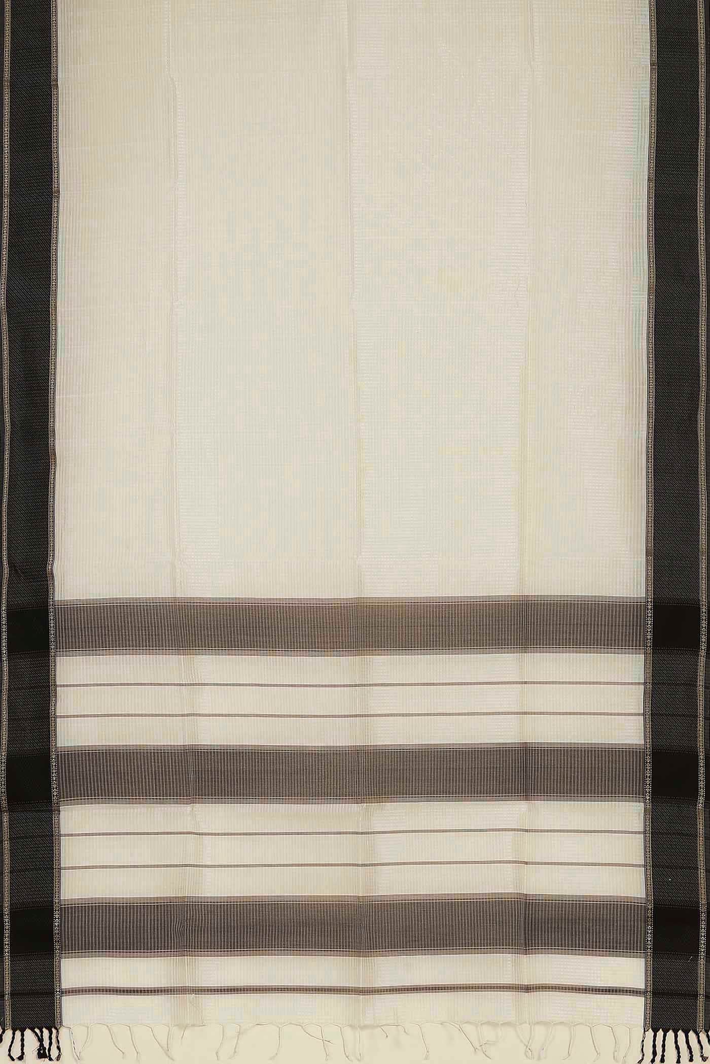 Cream Maheshwari Silk Cotton Saree
