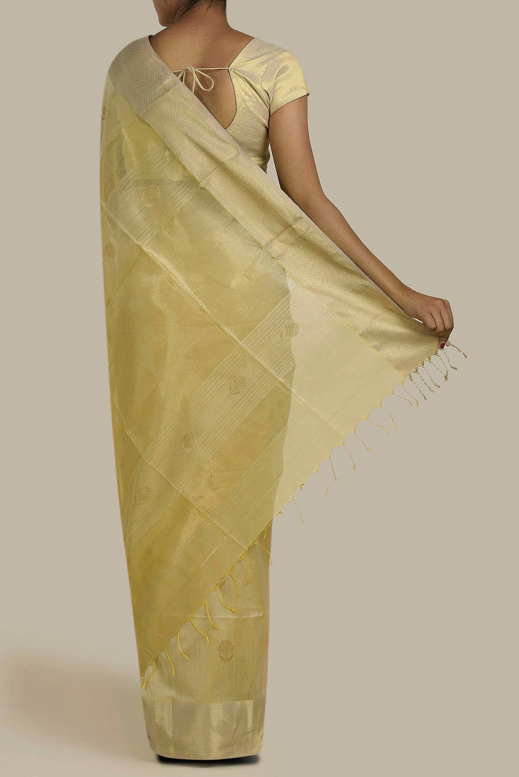 Beige Maheshwari Silk Cotton Saree