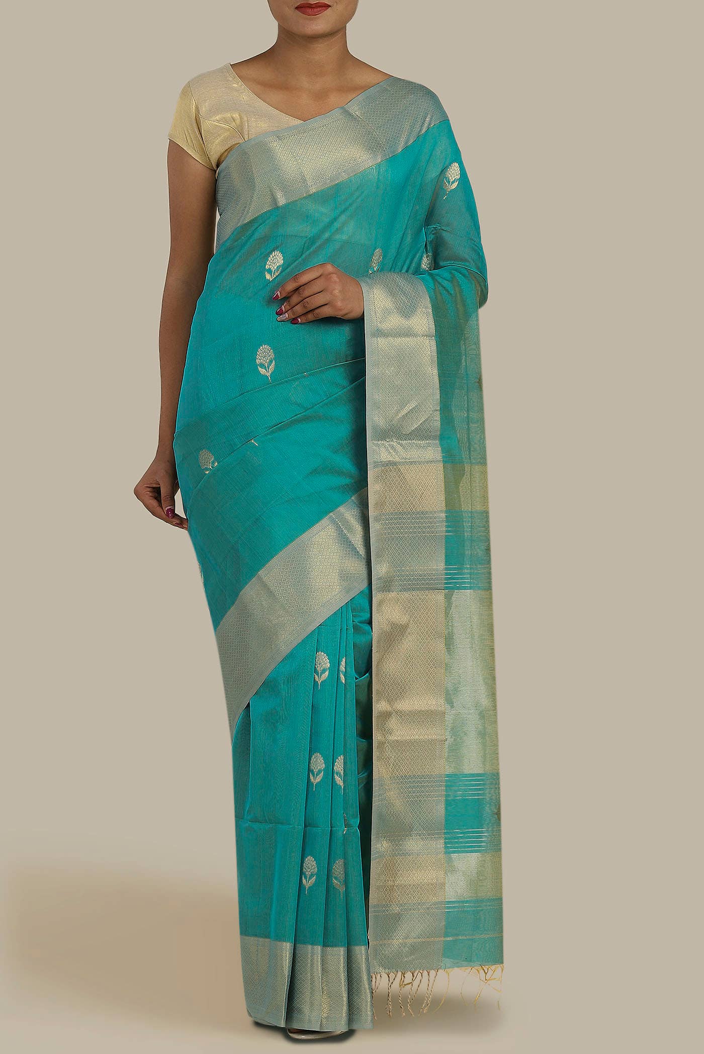 Blue Maheshwari Silk Cotton Saree
