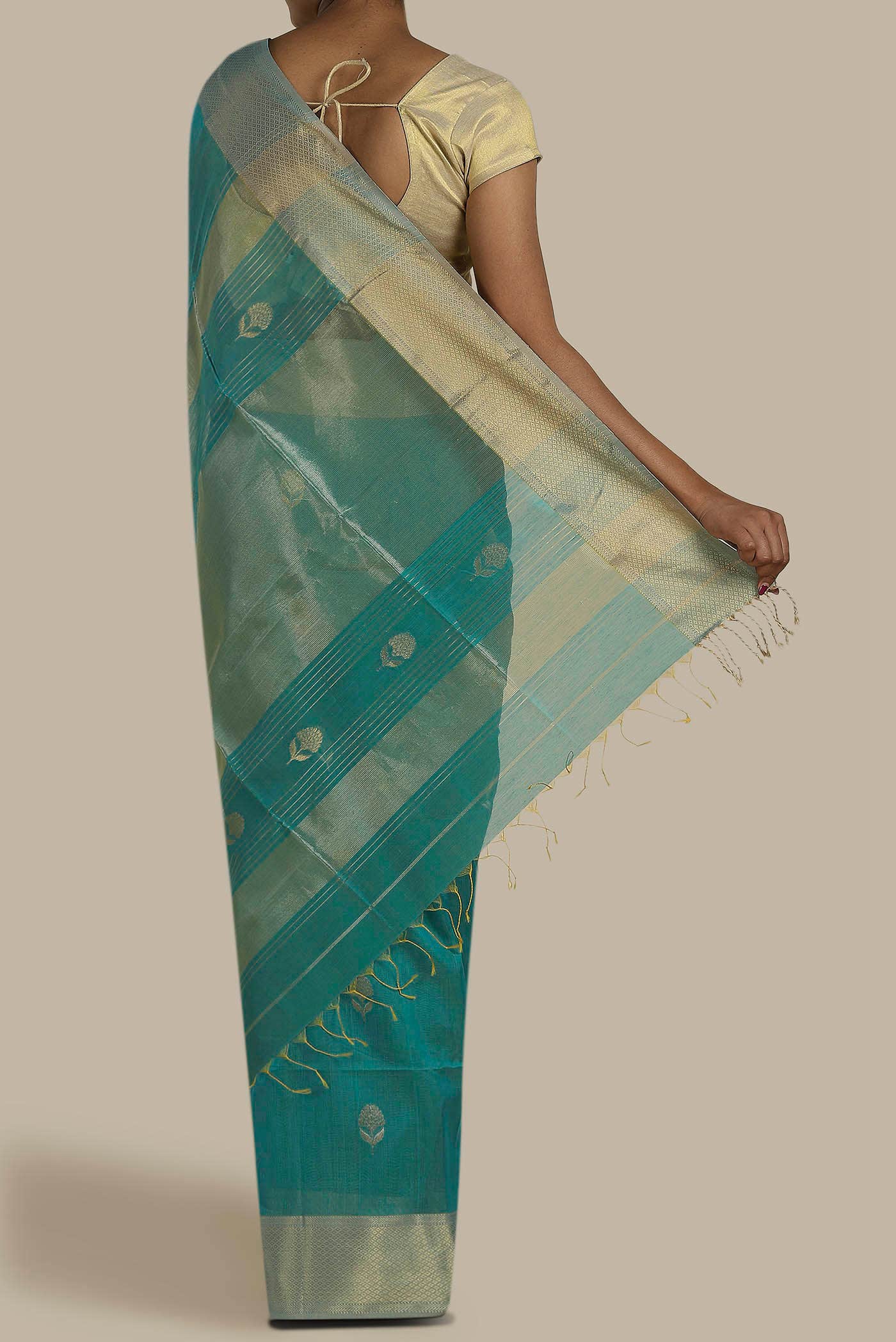 Blue Maheshwari Silk Cotton Saree