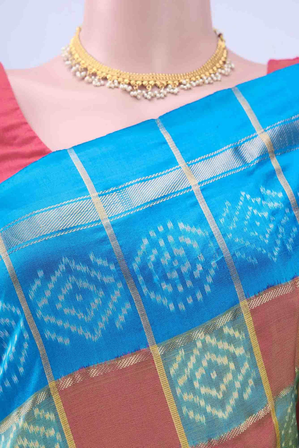 Brick Orange Pochampally Silk Saree