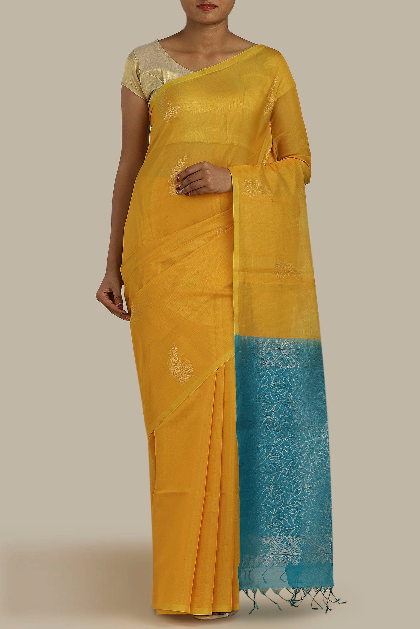 Yellow Silk Cotton Saree