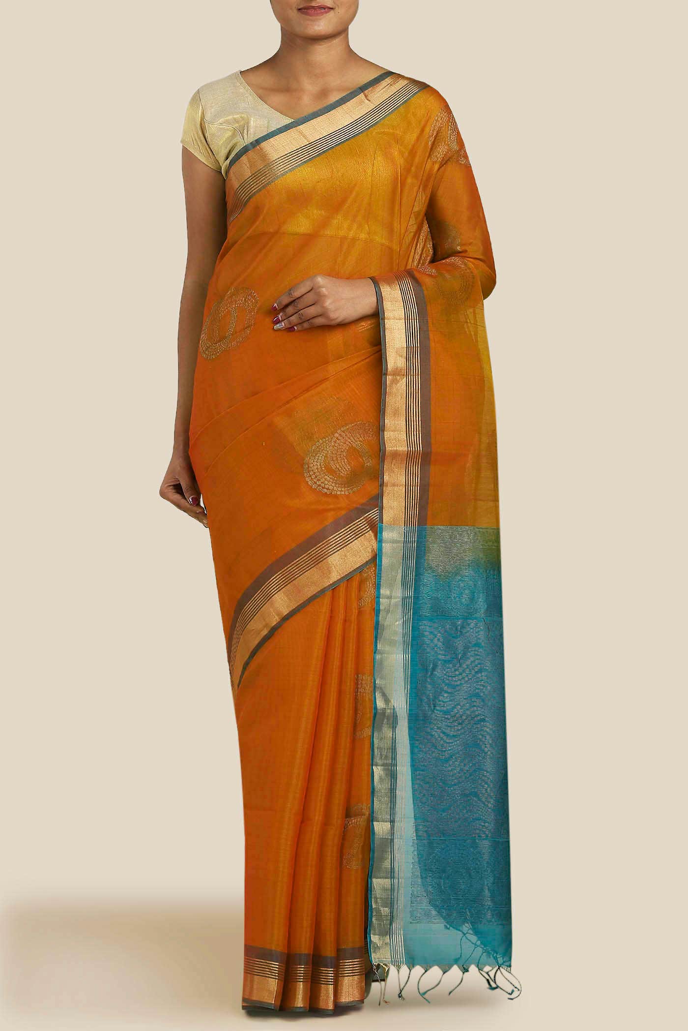 Mustard Silk Cotton Saree