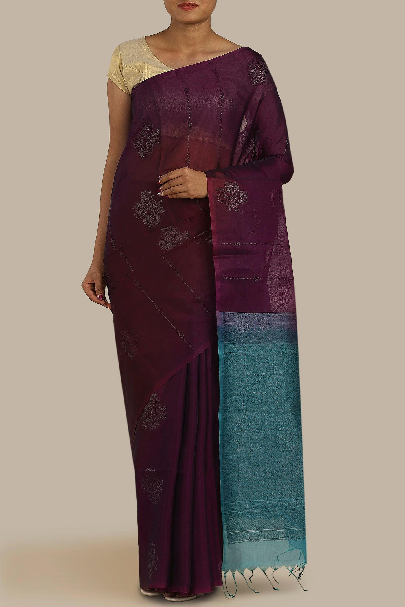 Purple Silk Cotton Saree