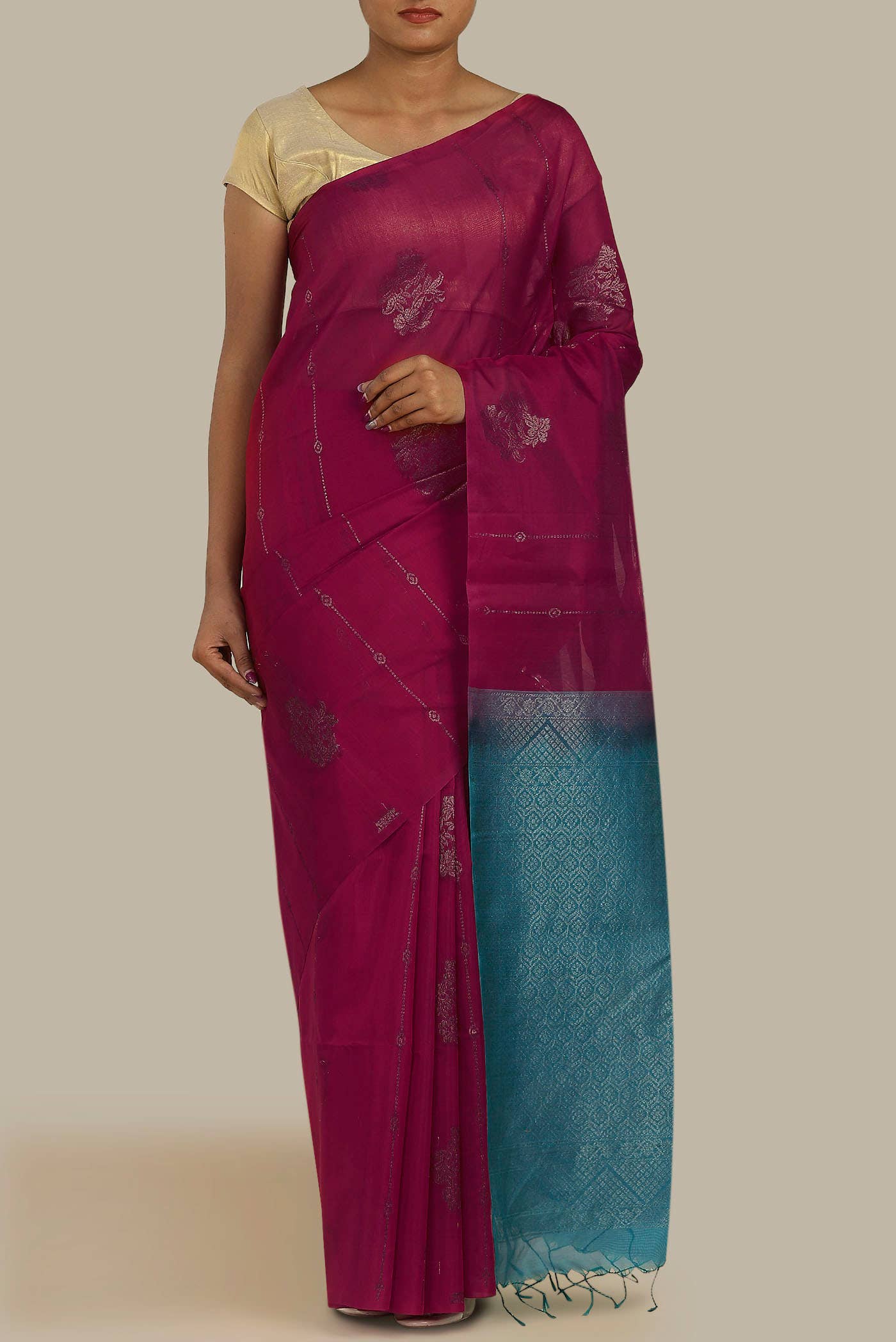 Magenta Silk Cotton Saree