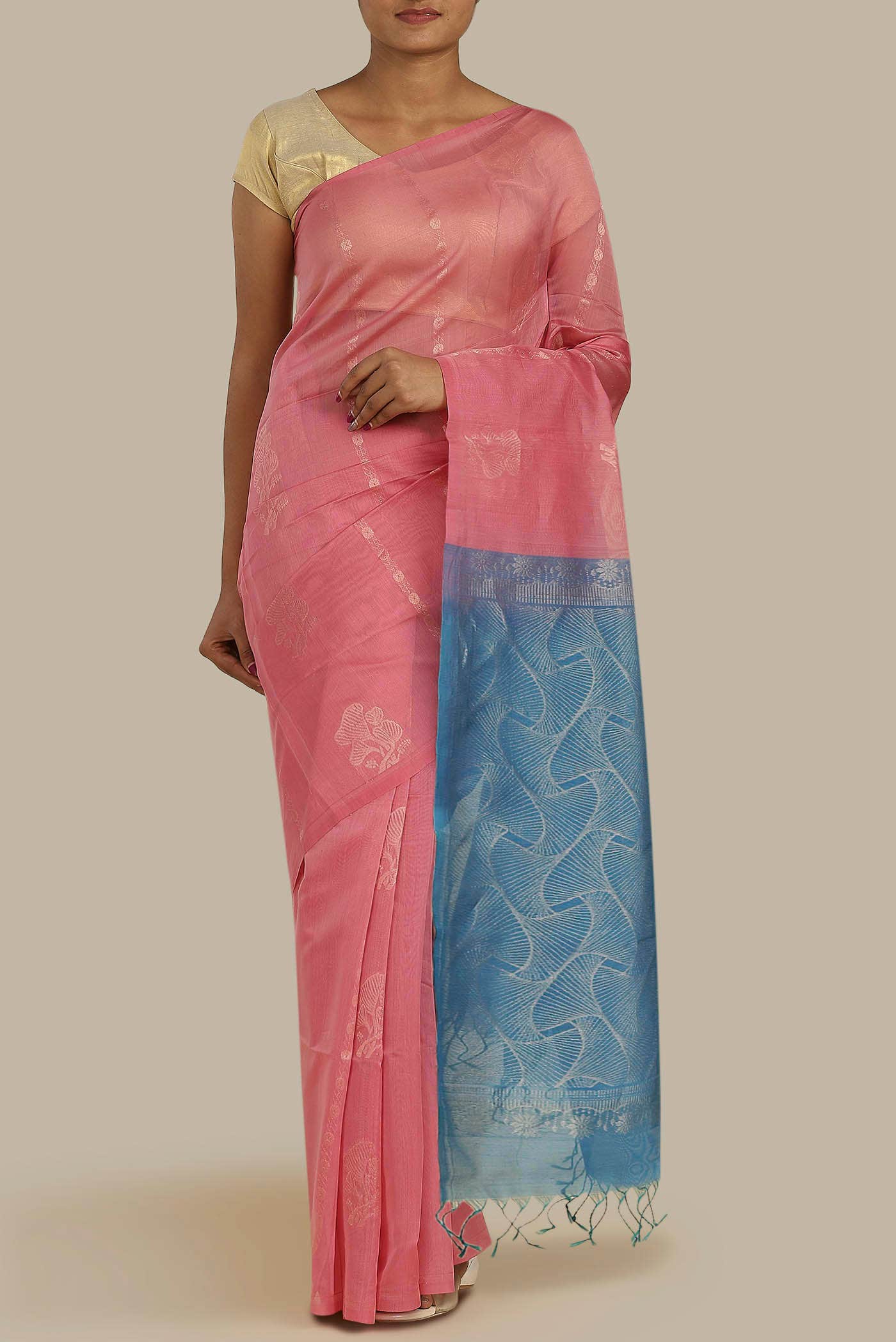 Pink Silk Cotton Saree