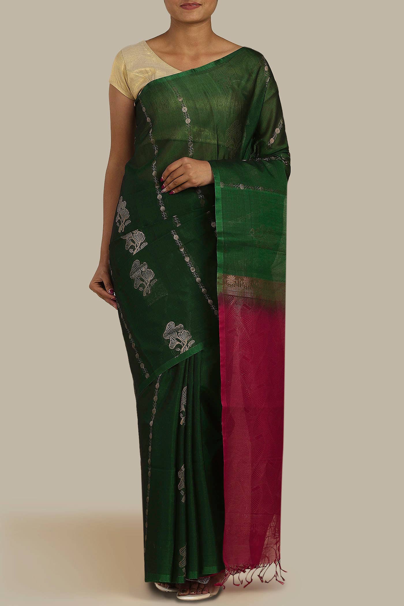 Green Silk Cotton Saree