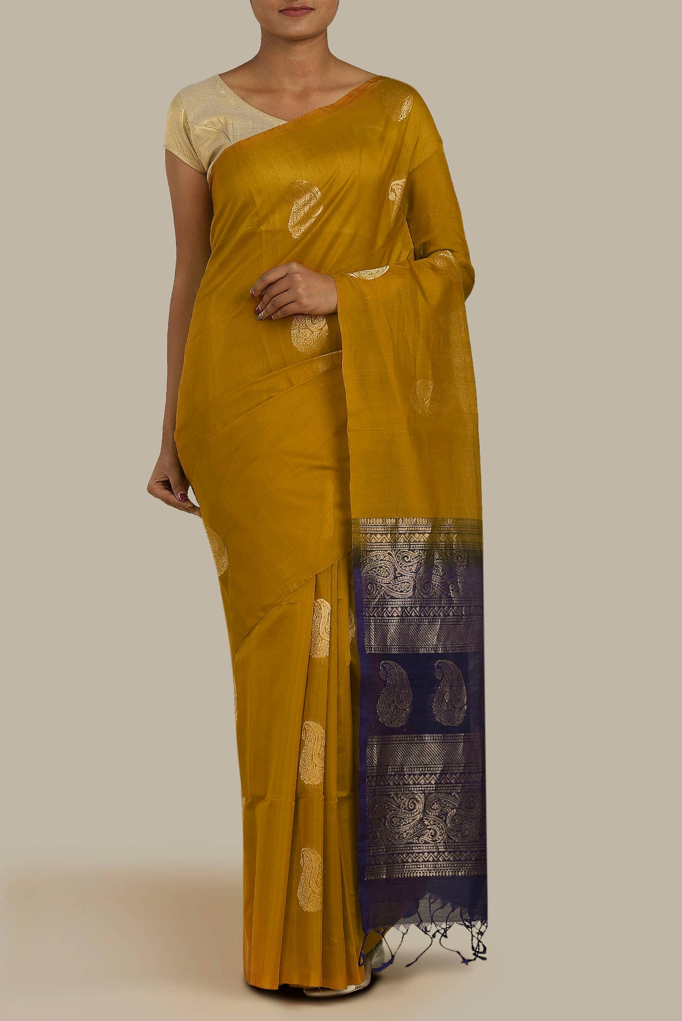 Mustard Silk Cotton Saree
