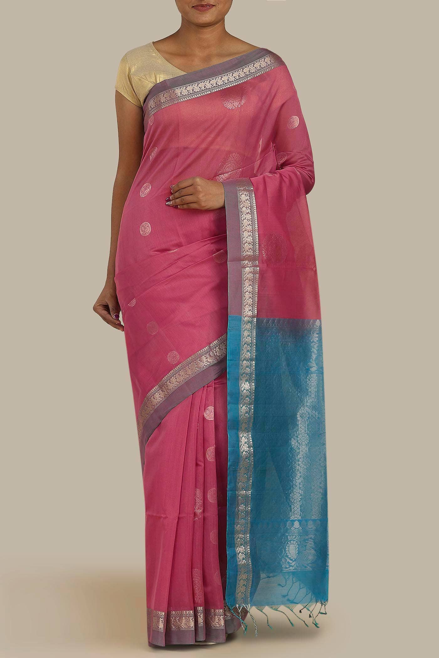 Pink Silk Cotton Saree