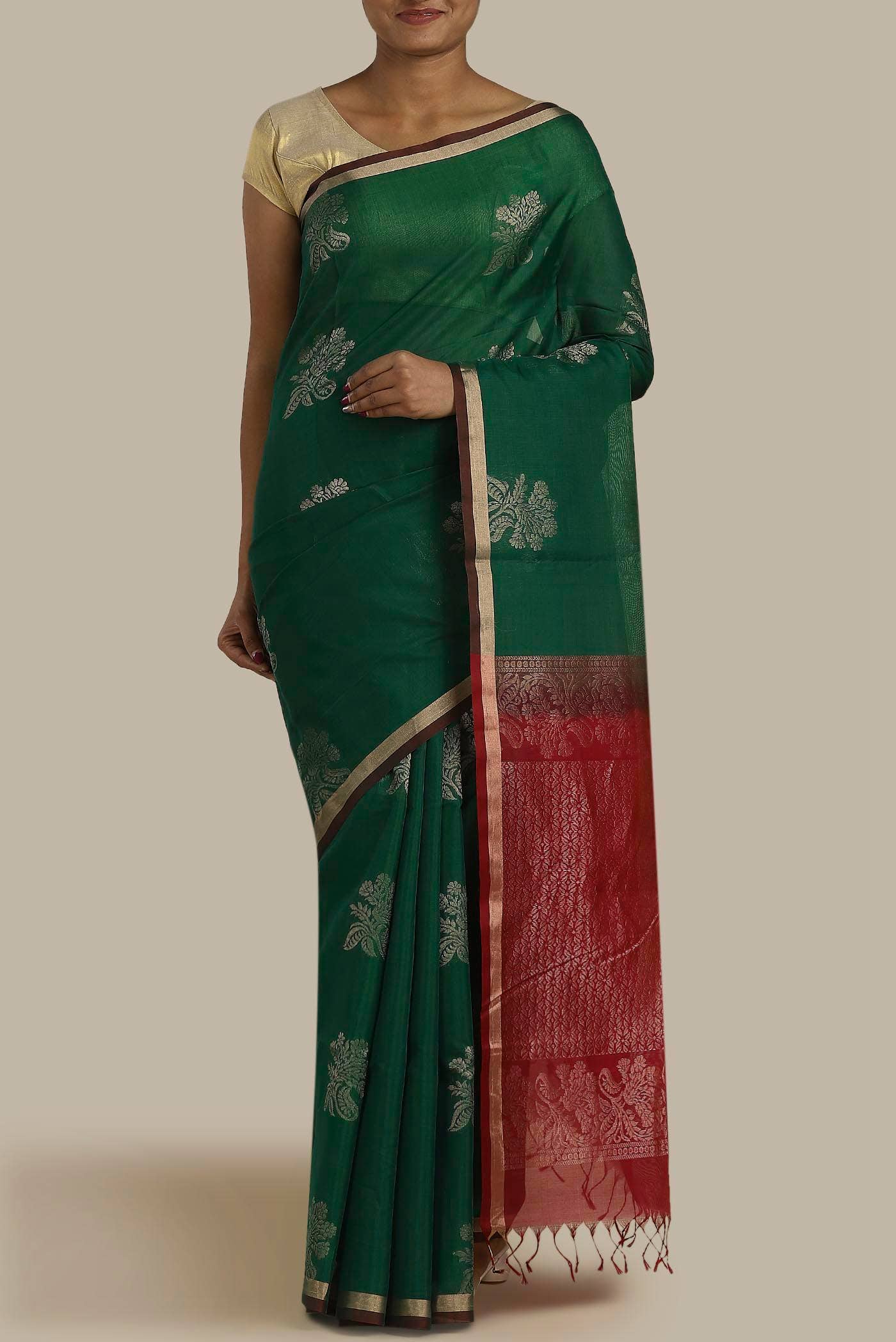 Green Silk Cotton Saree