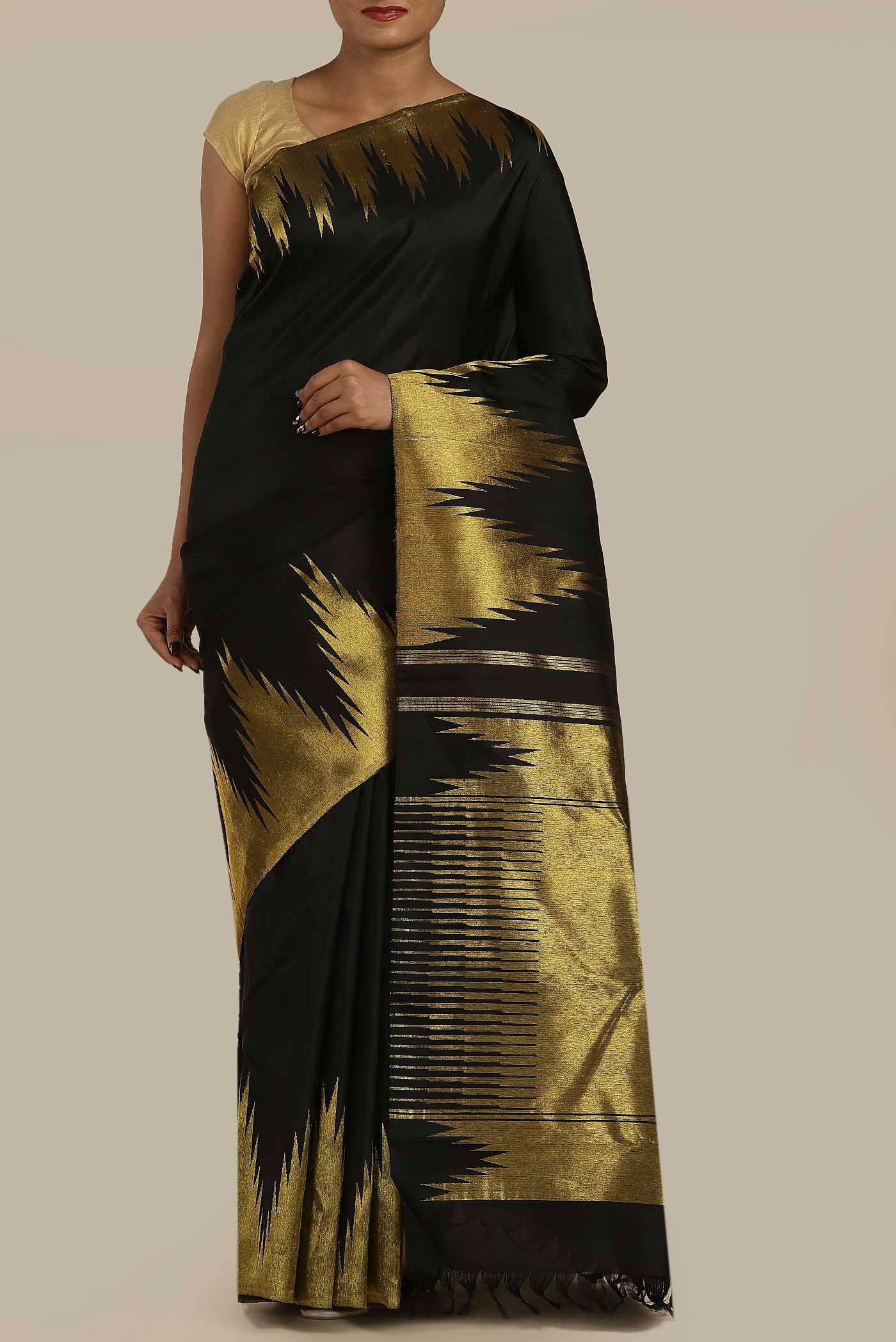 Black Kanchipuram Silk Saree