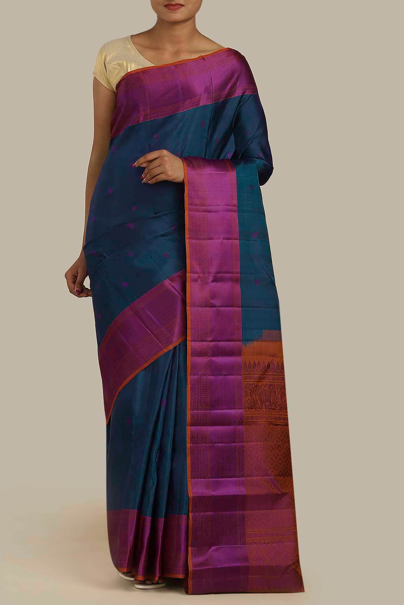 Blue Kanchipuram Silk Saree