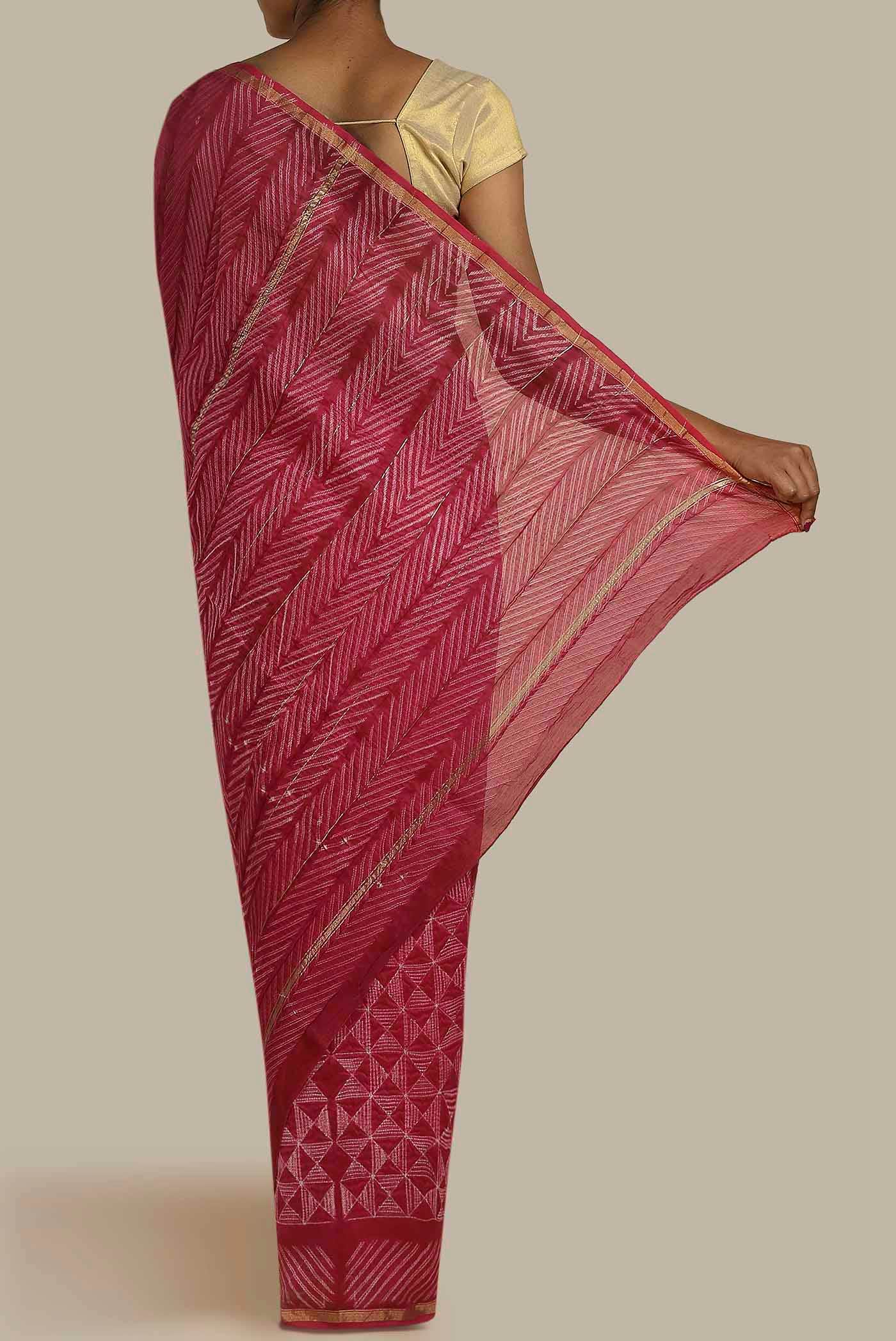 Pink Chanderi Silk Cotton Saree