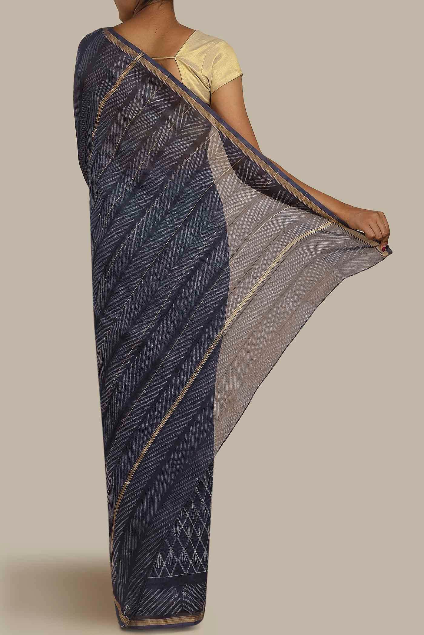 Blue Chanderi Silk Cotton Saree