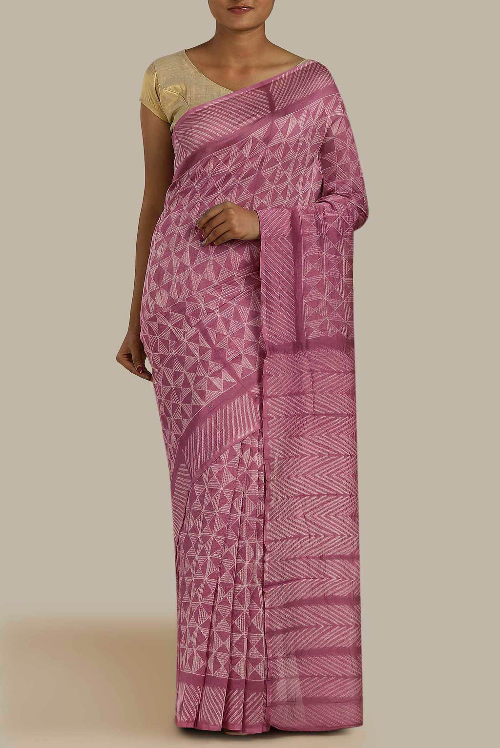 Pink Chanderi Silk Cotton Saree