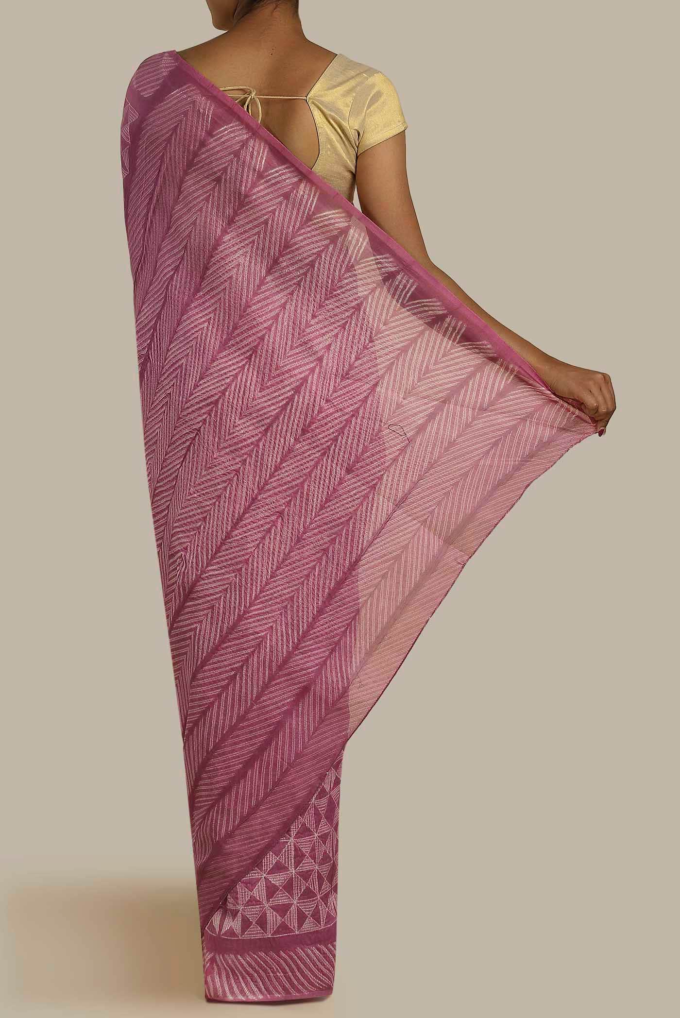 Pink Chanderi Silk Cotton Saree
