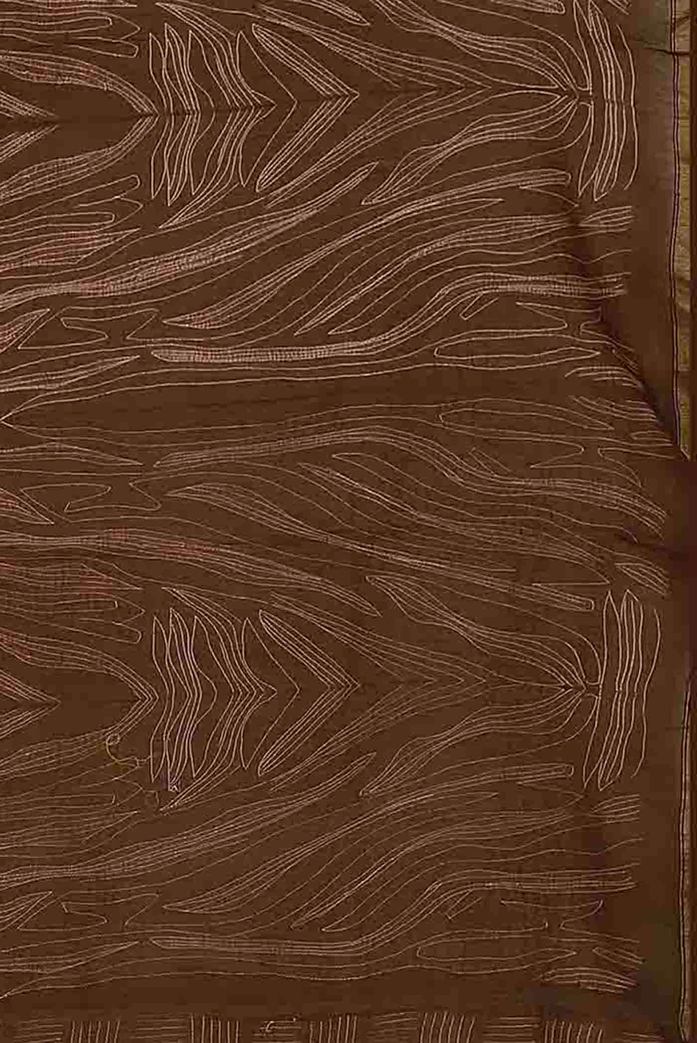 Brown Chanderi Silk Cotton Saree