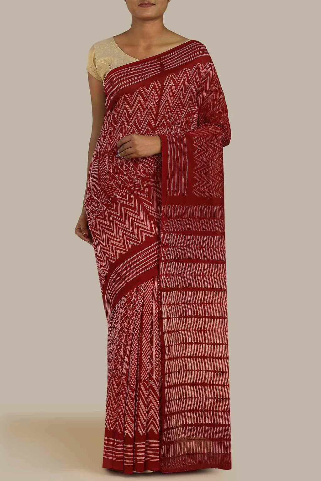 Maroon Chanderi Silk Cotton Saree