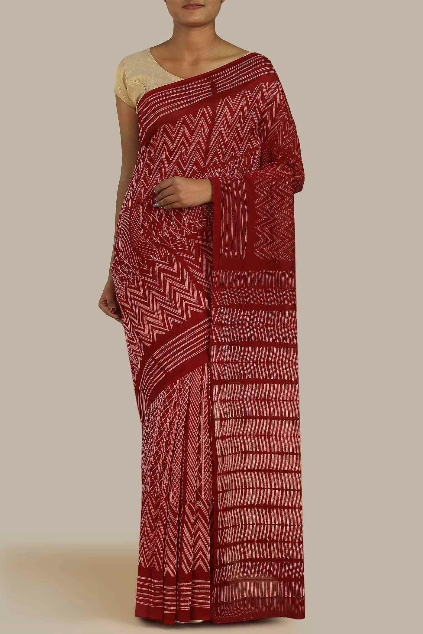 Maroon Chanderi Silk Cotton Saree