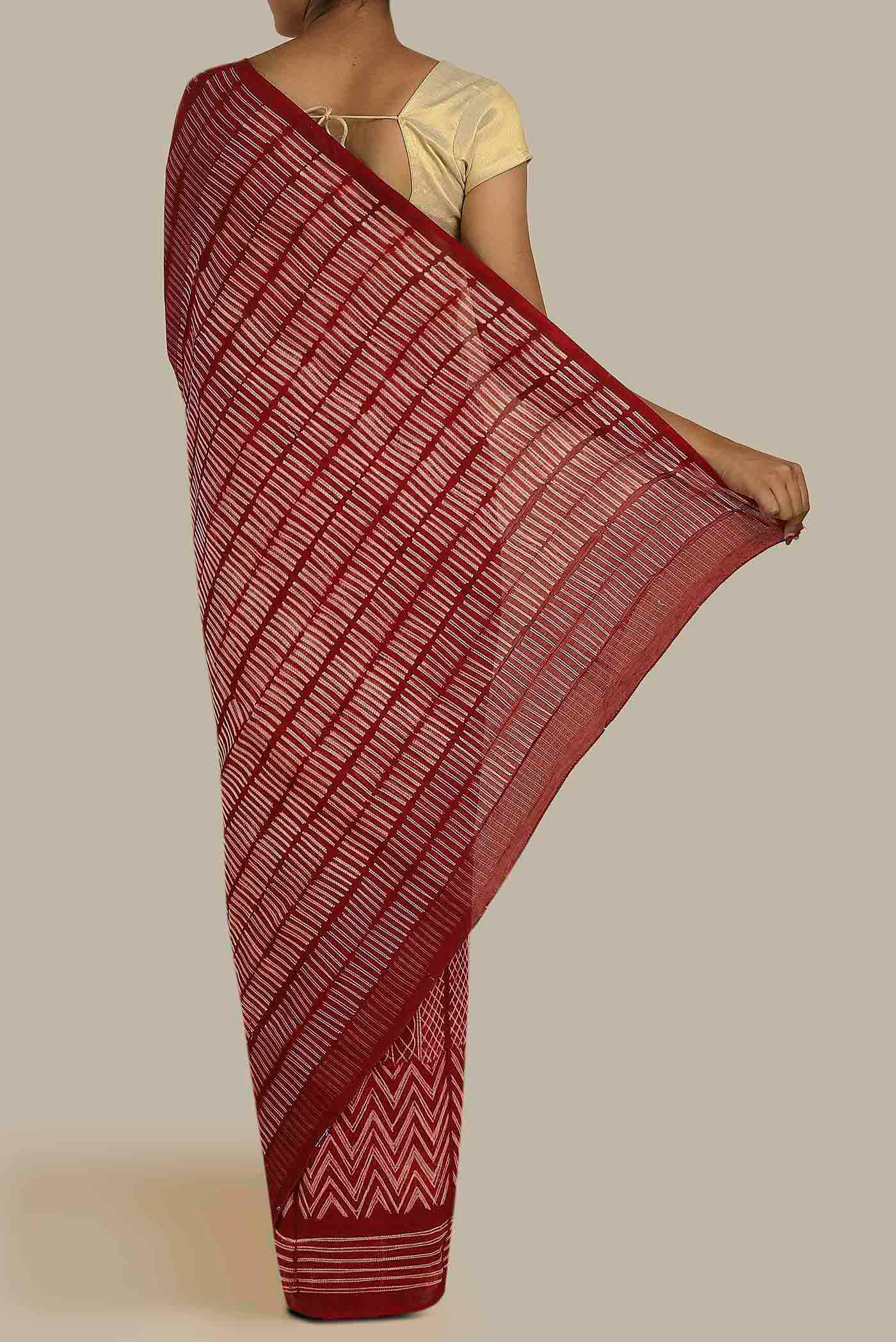 Maroon Chanderi Silk Cotton Saree