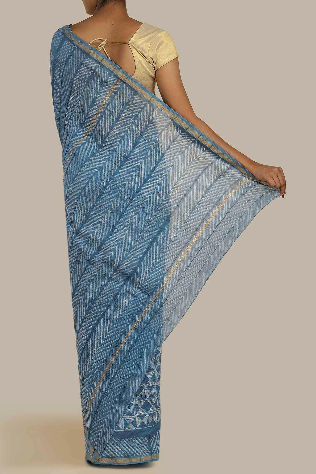 Blue Chanderi Silk Cotton Saree