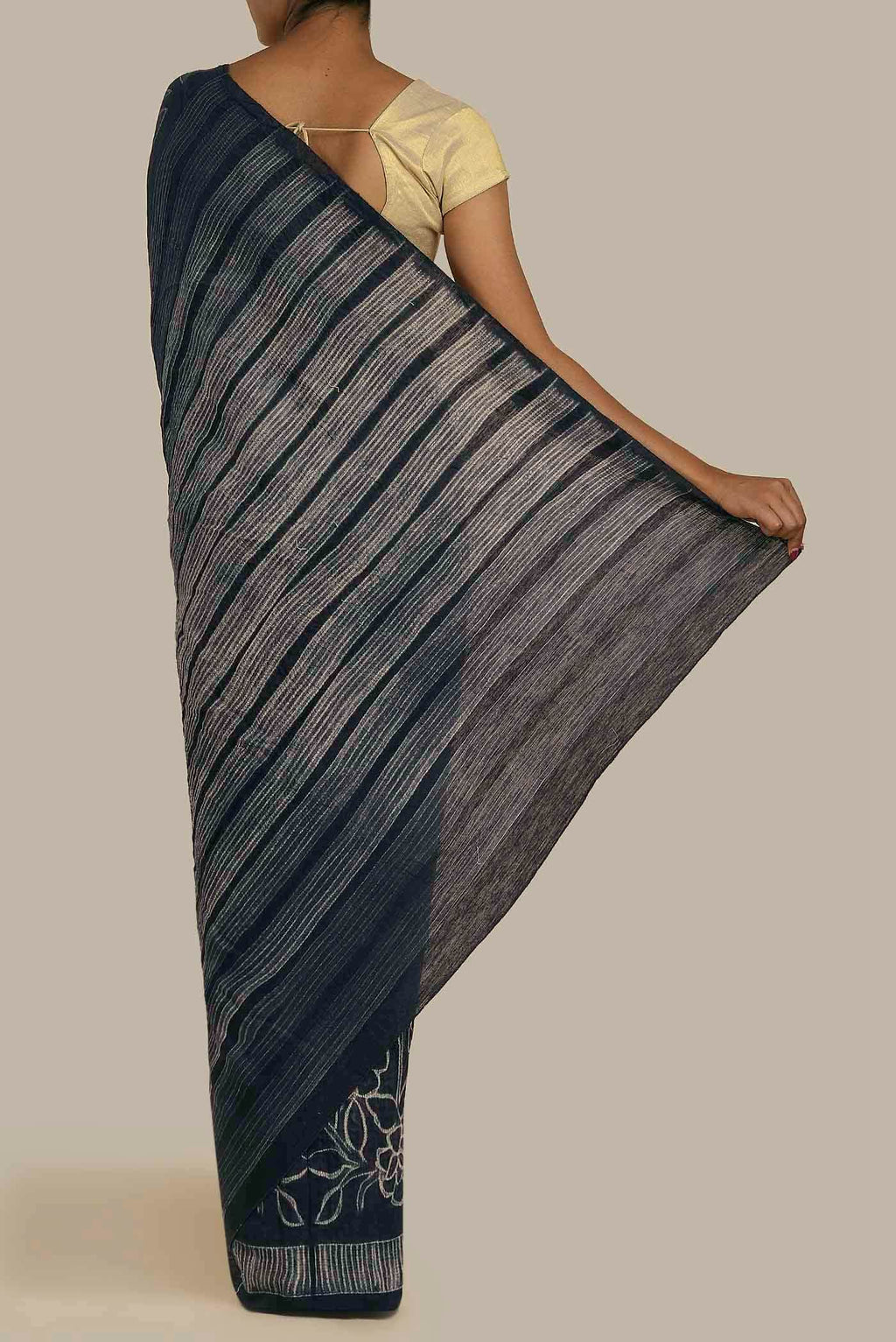 Black Tussar Silk Saree