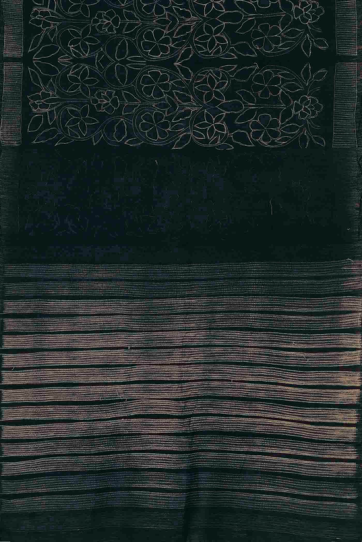 Black Tussar Silk Saree
