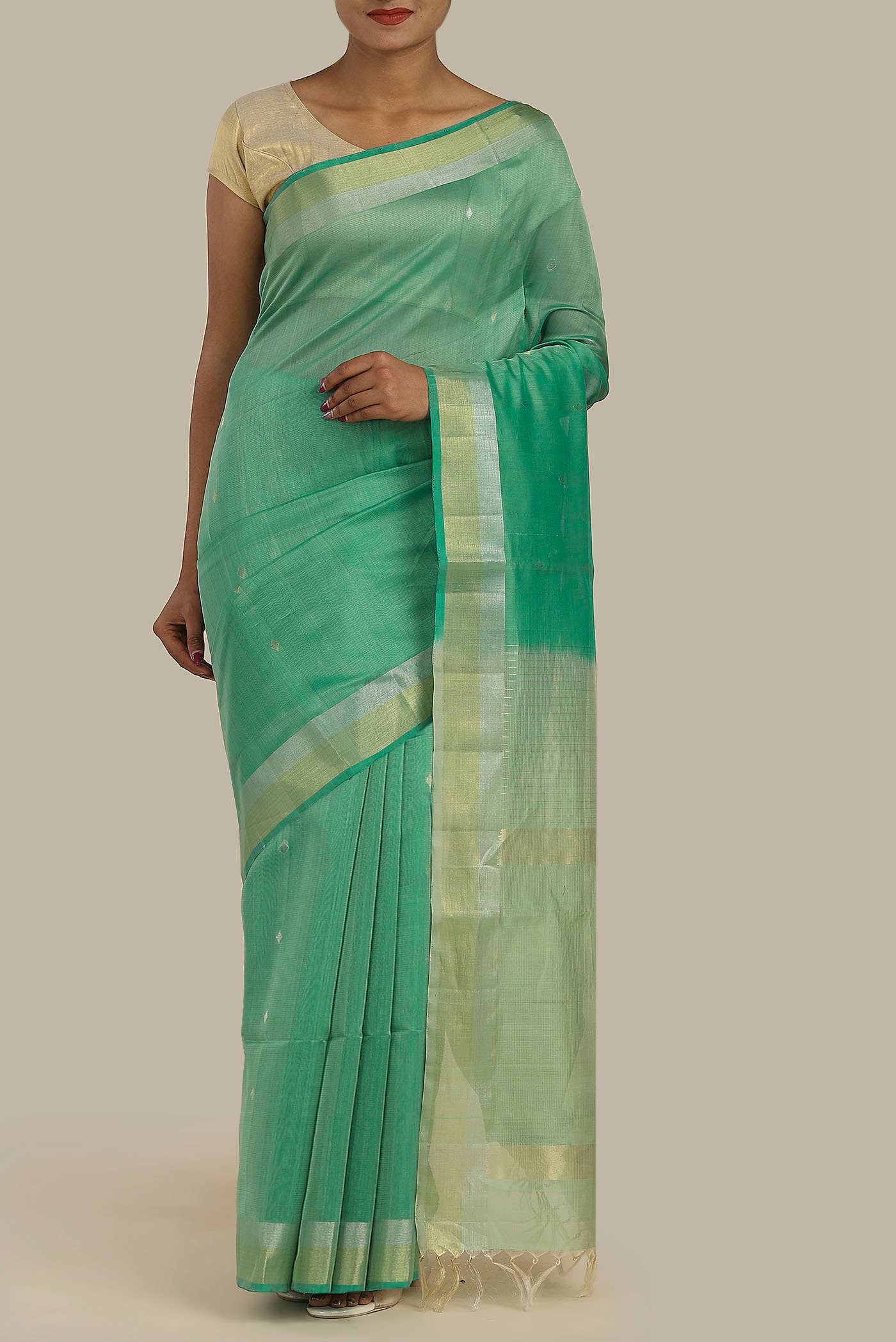 Green Kora Cotton Saree