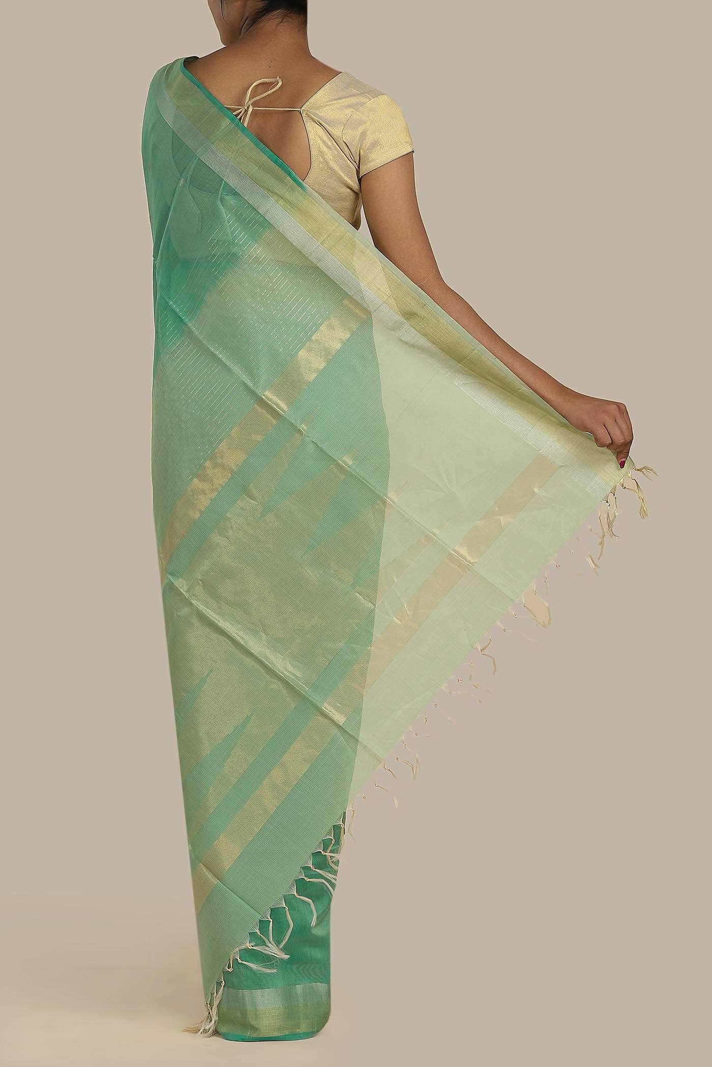 Green Kora Cotton Saree