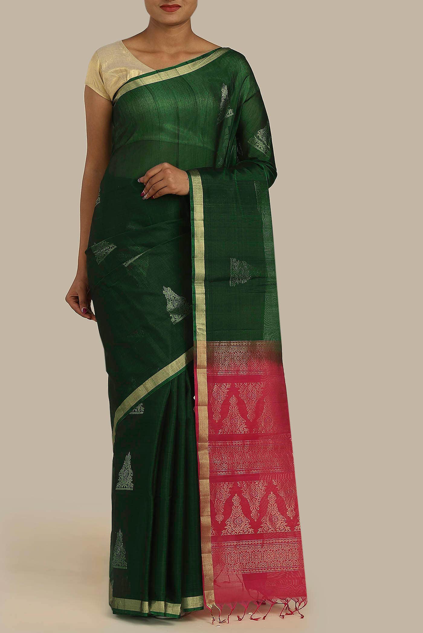 Green Silk Cotton Saree