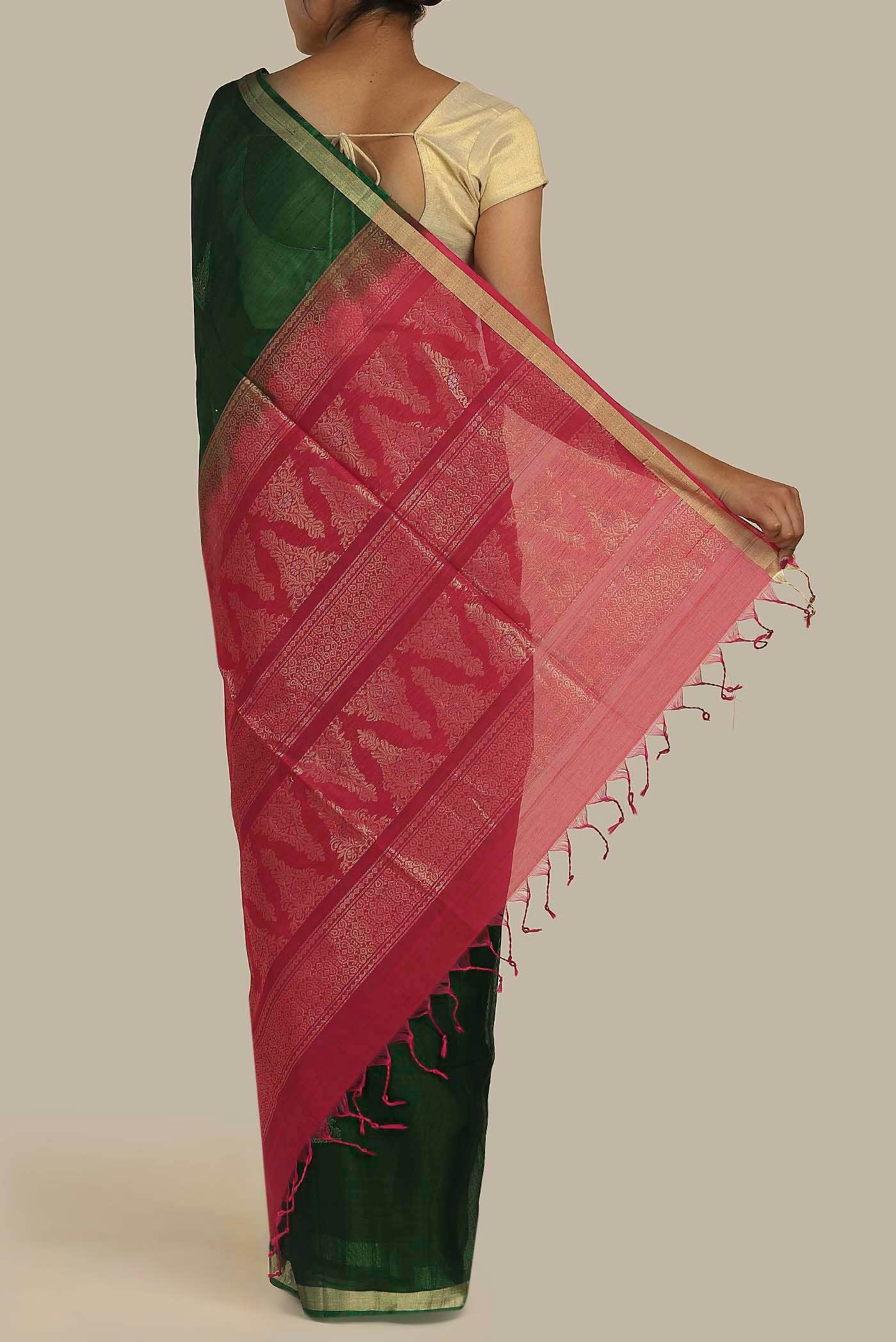 Green Silk Cotton Saree