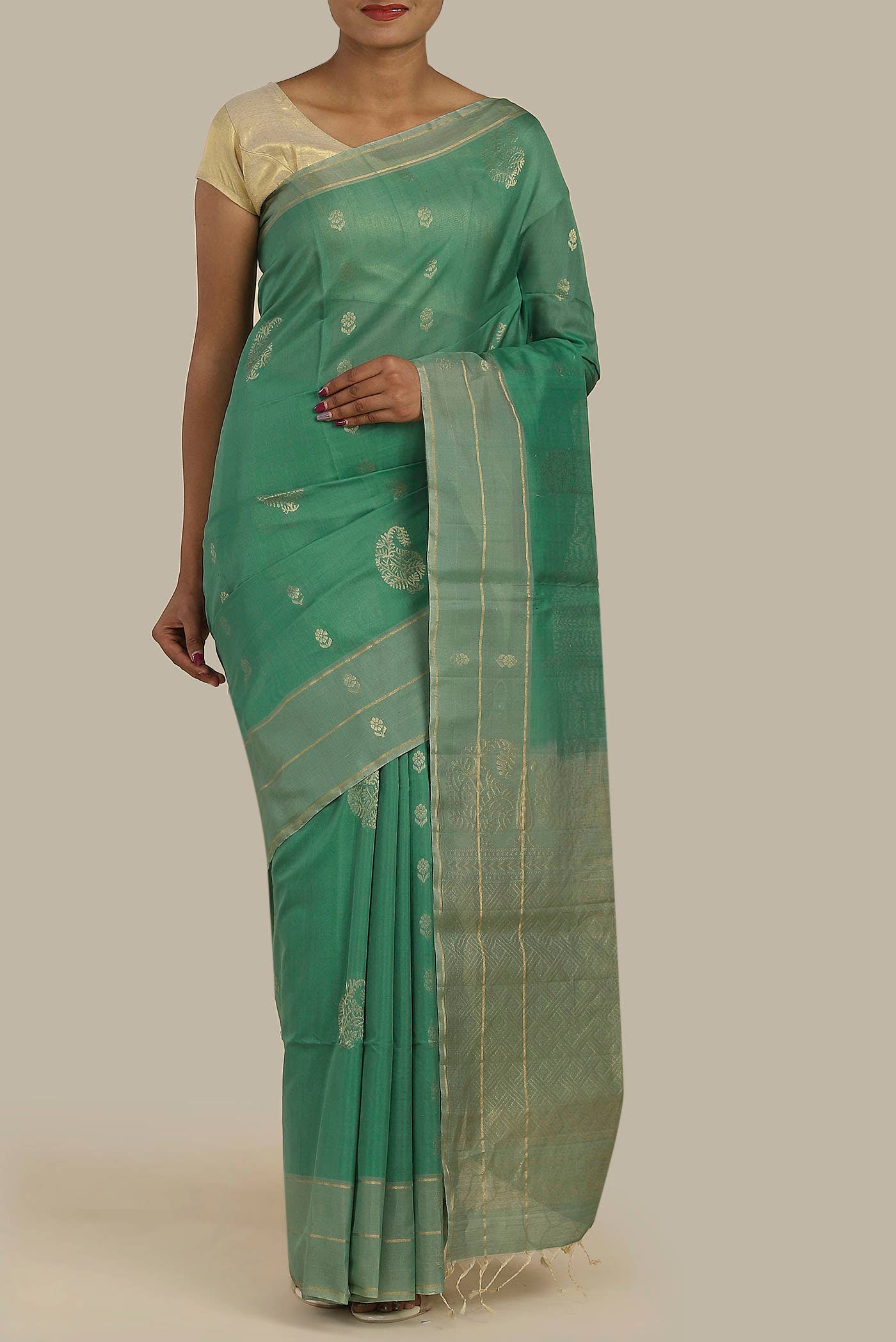 Green Silk Cotton Saree
