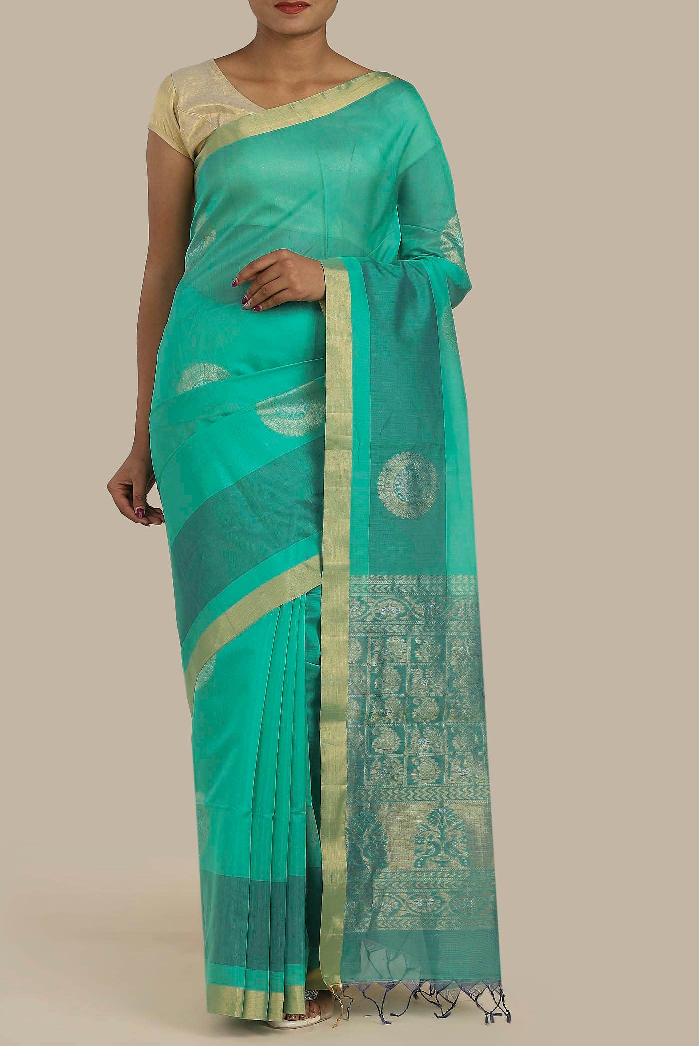 Green Silk Cotton Saree