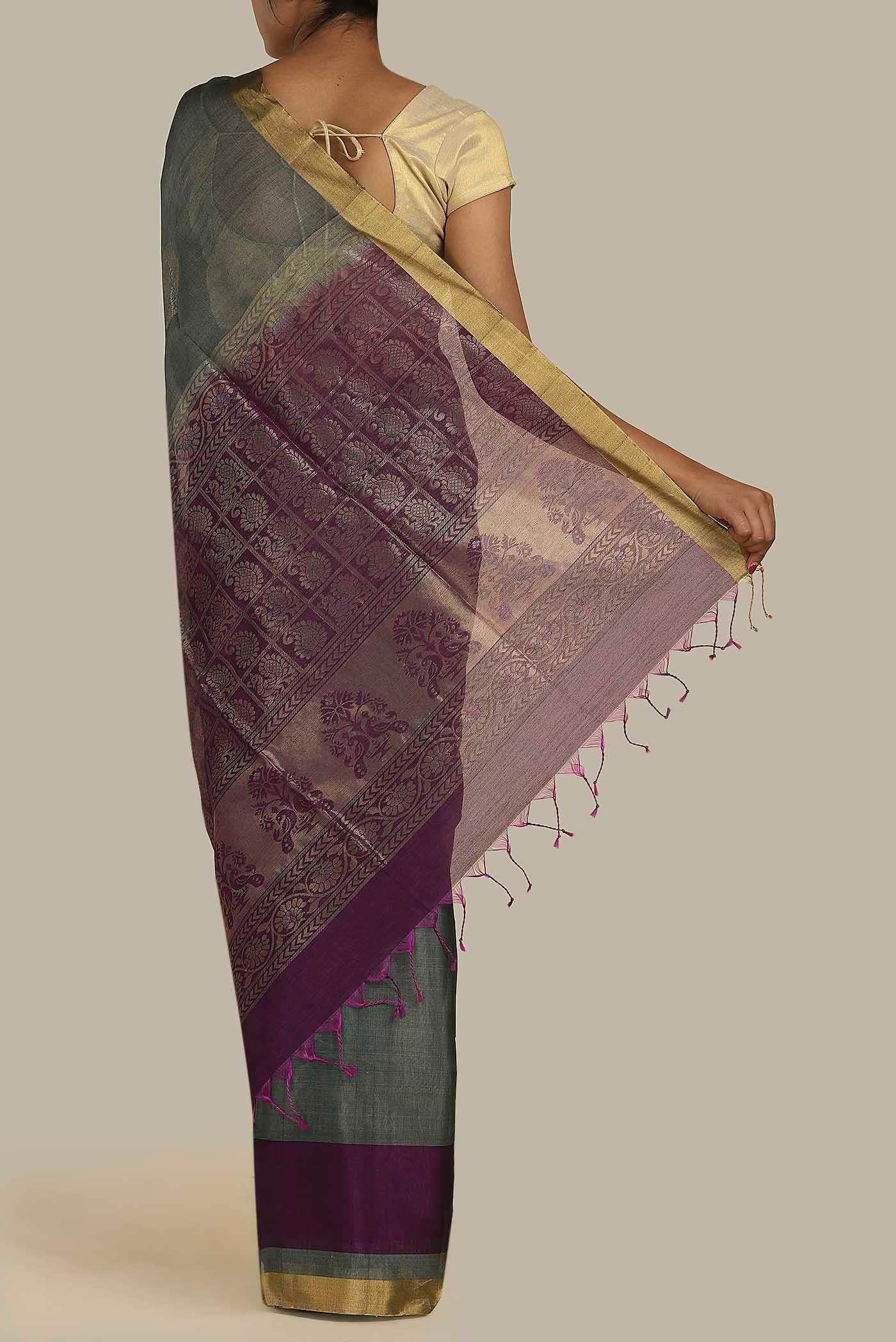 Grey Silk Cotton Saree