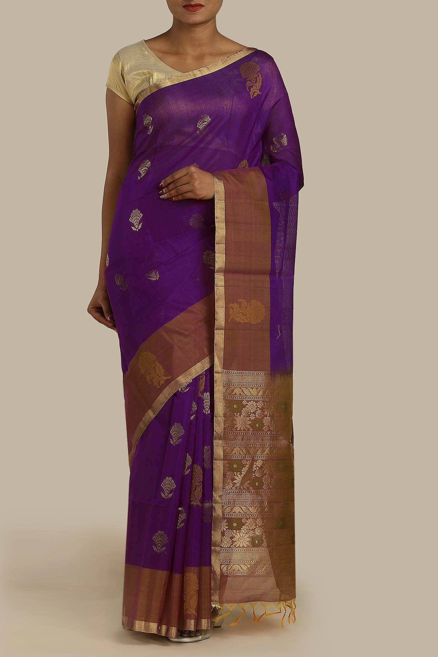 Purple Silk Cotton Saree